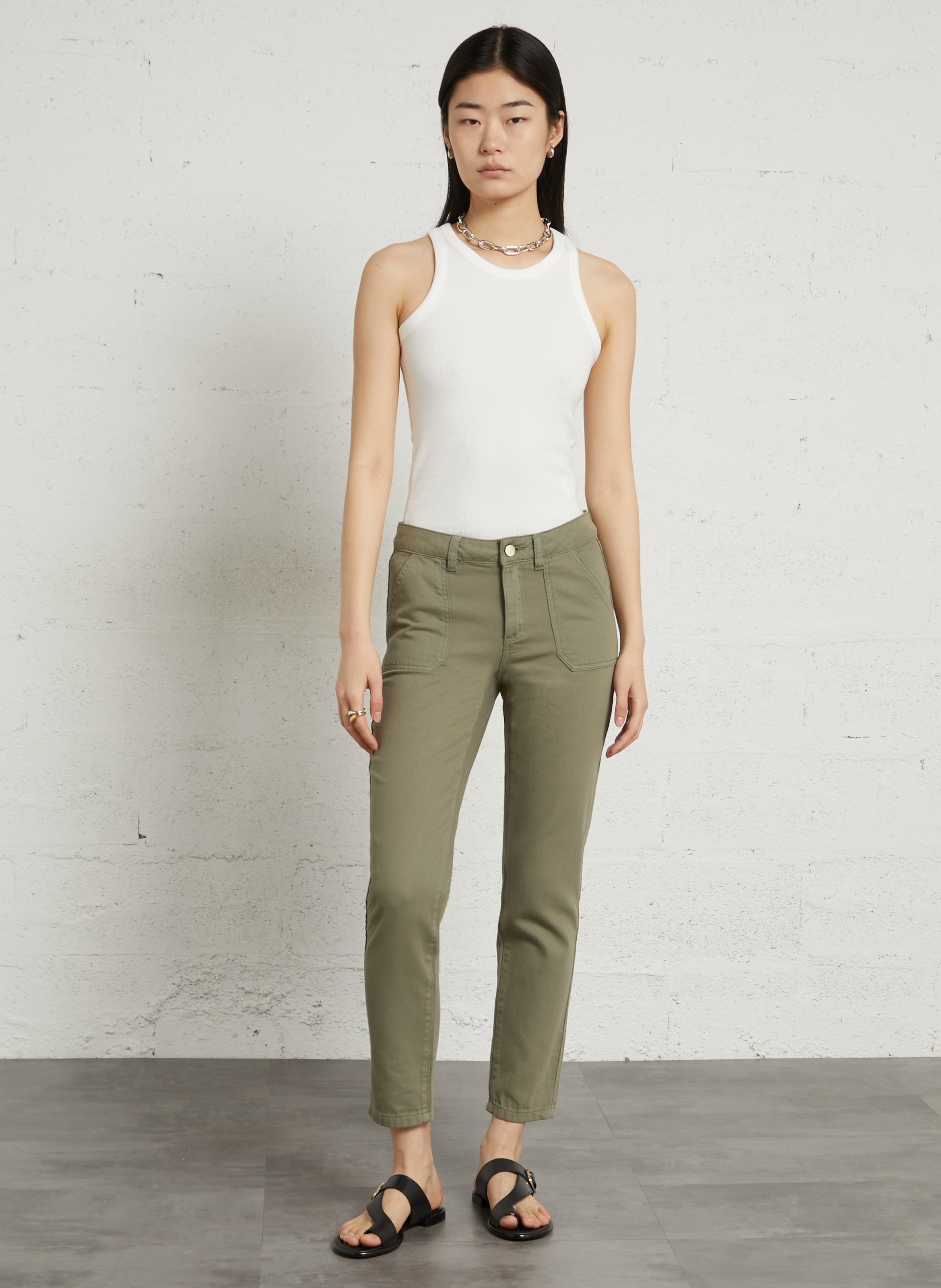 Mid-rise solid chino pants MAISON 123 Green