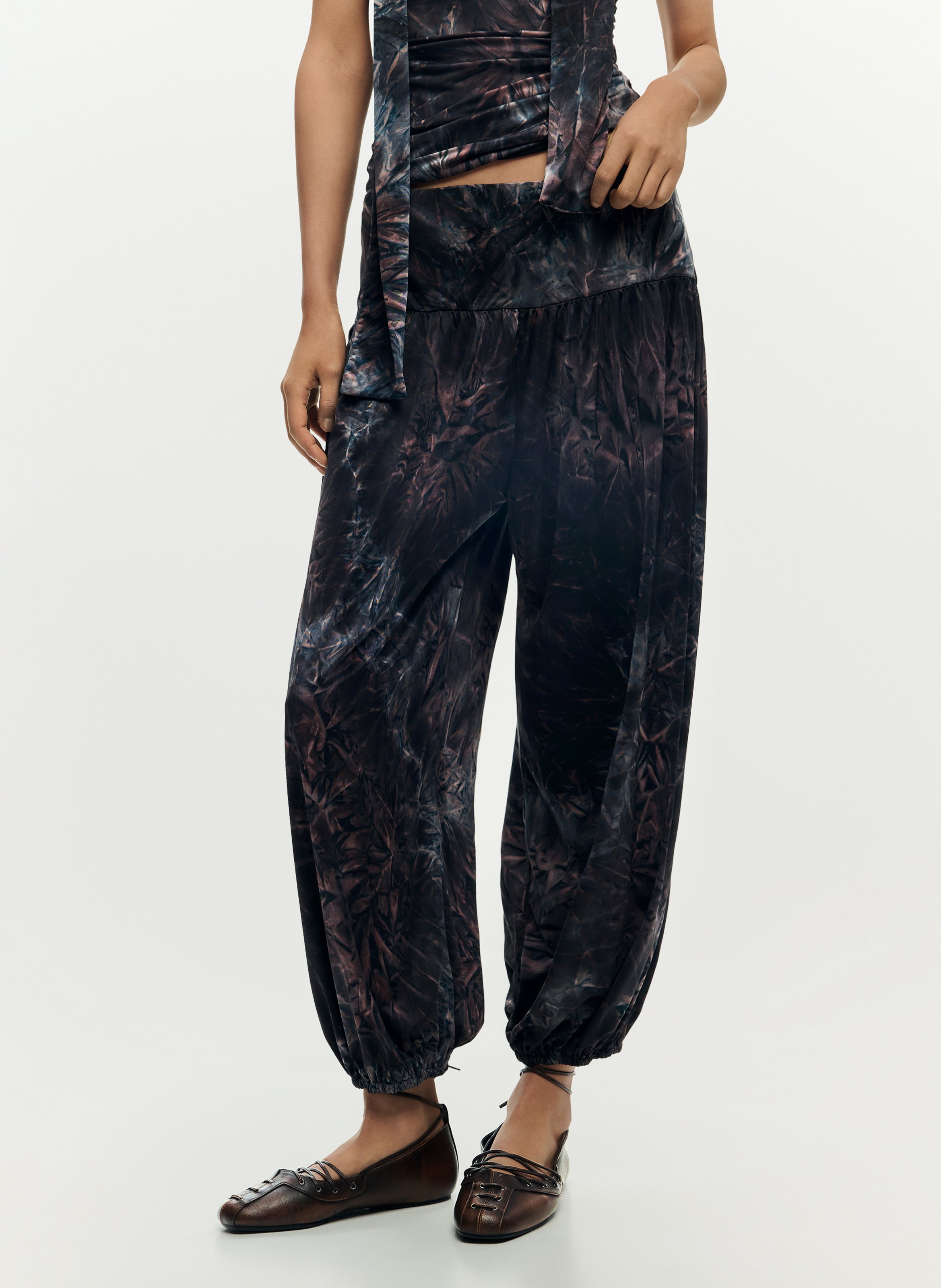 Pantalon large ballon élastiqué  DESIGUAL Marron