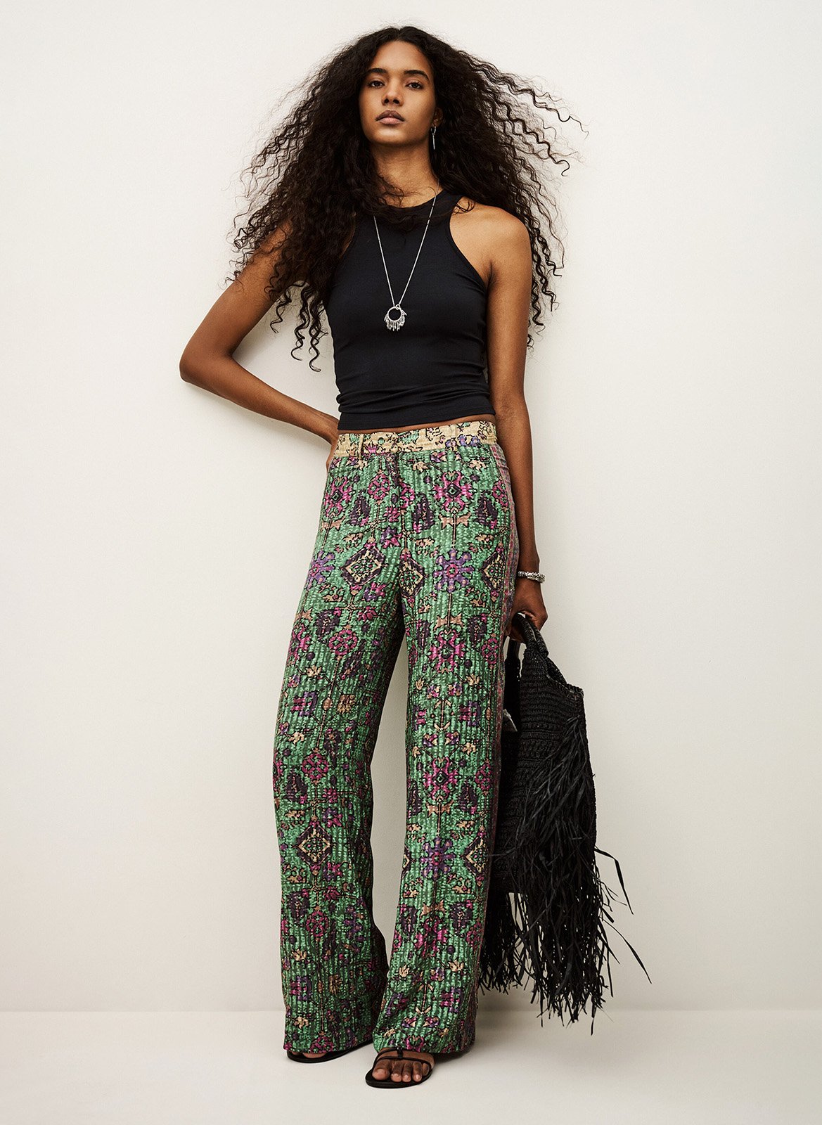 Pantalon large imprimé BA&SH Vert