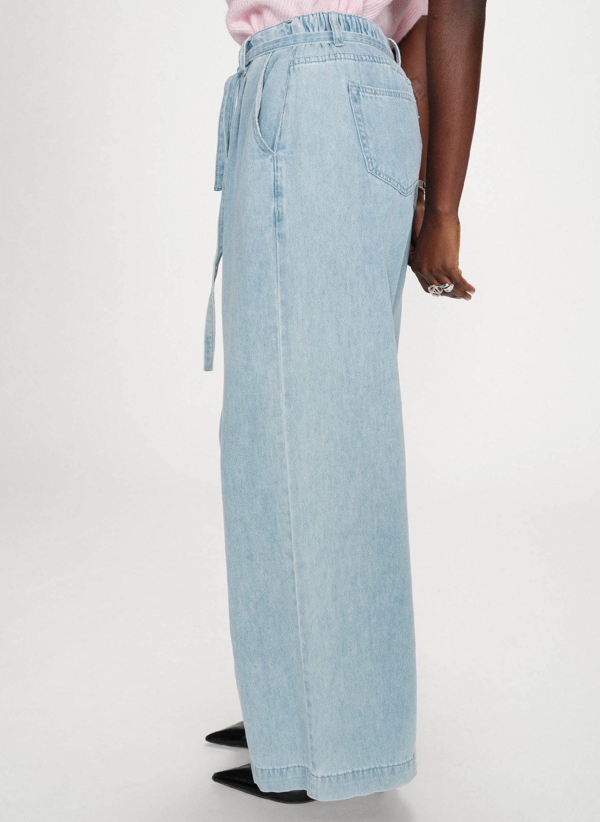 Jean baggy taille haute ceinturé GRACE ET MILA Bleu