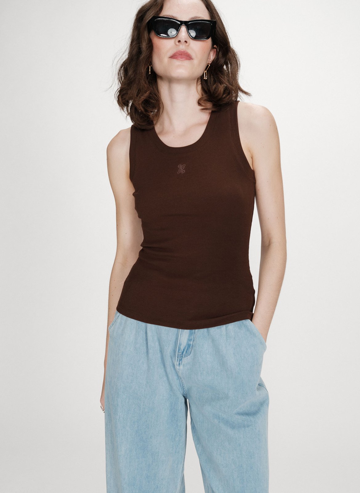 Singlet met ronde hals - katoenblend GRACE ET MILA Bruin