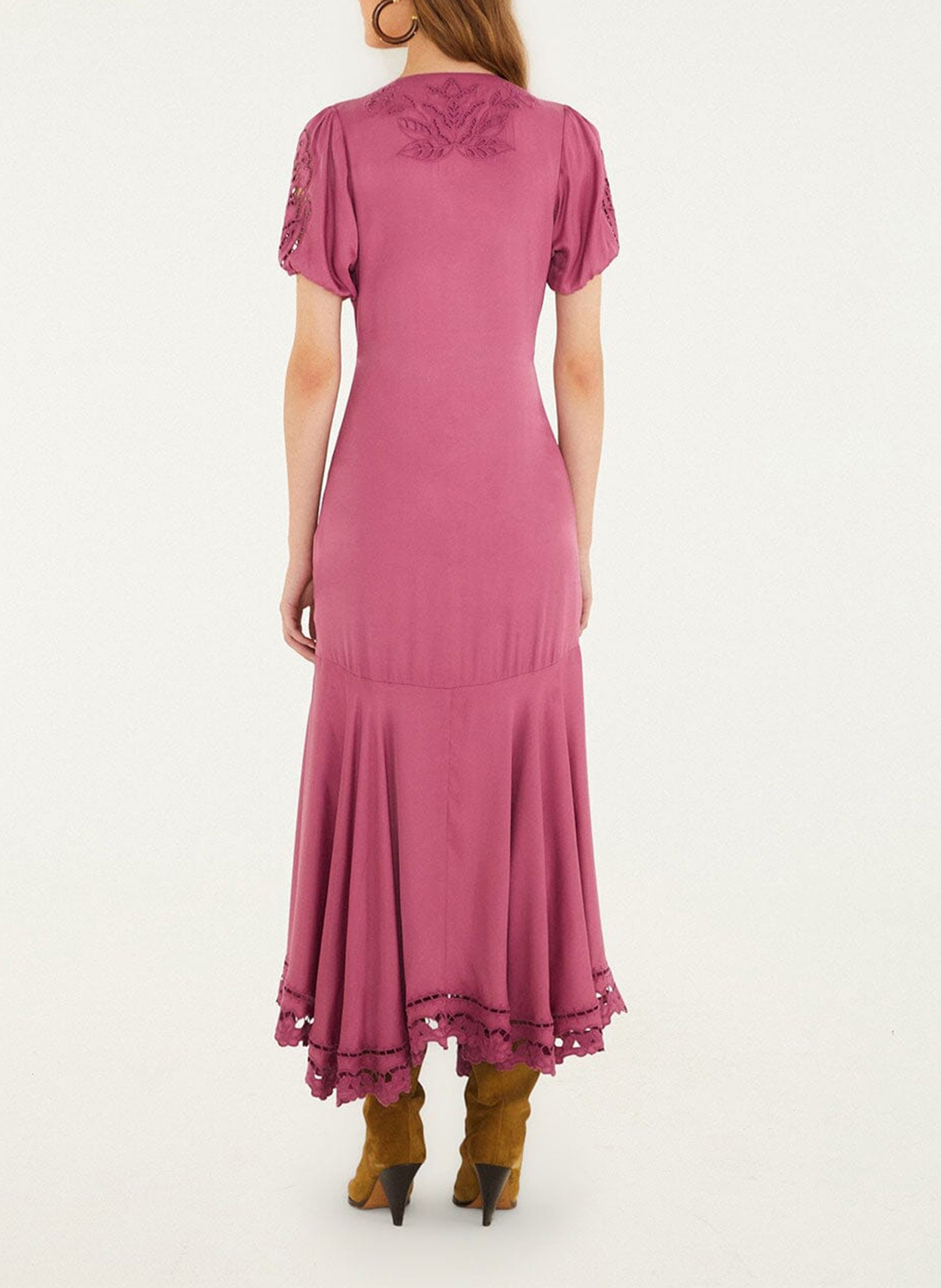 Robe longue col rond brodée  FARM RIO Rose