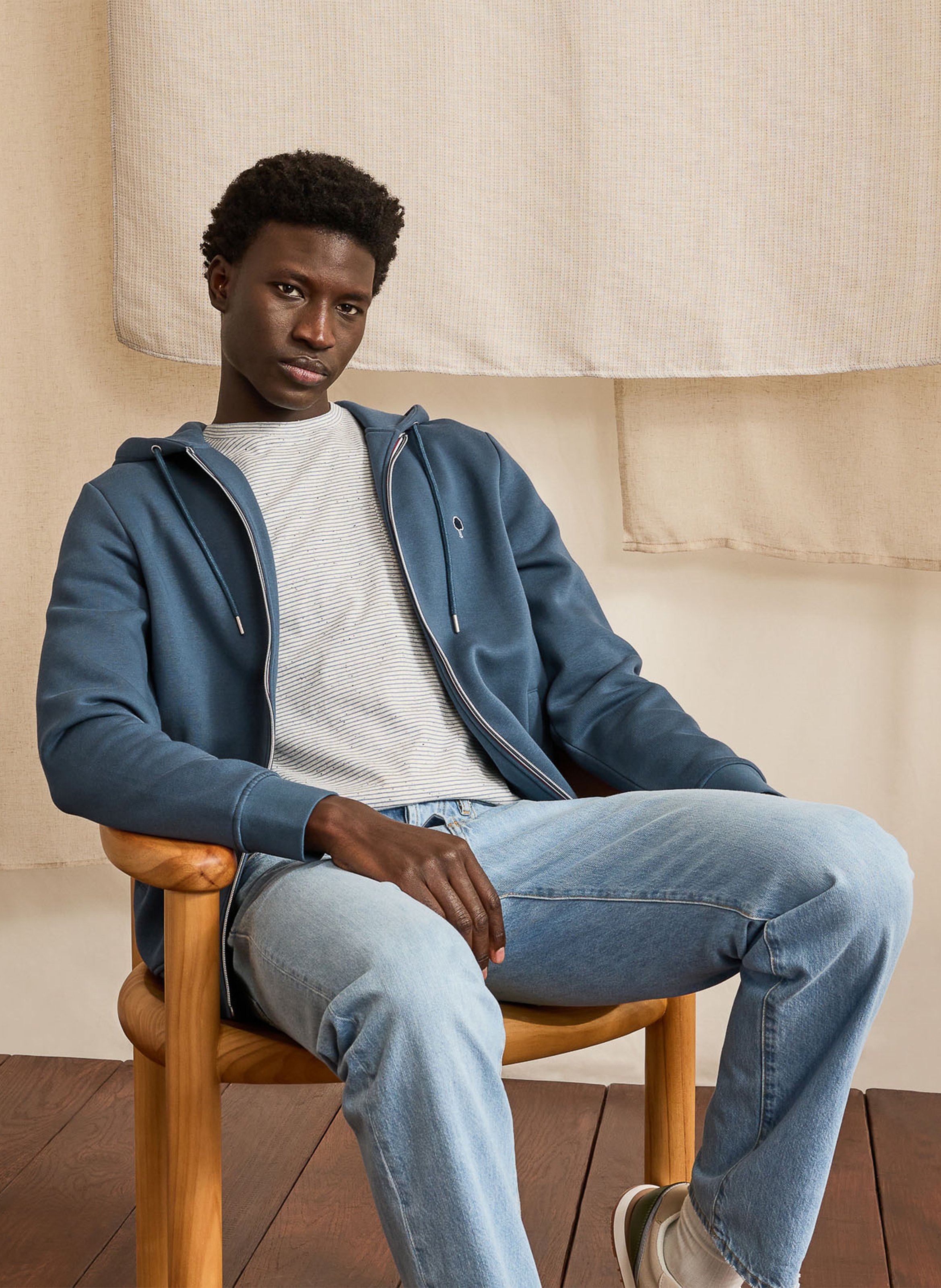 Regular-fit sweater met capuchon - katoenblend FAGUO Blauw