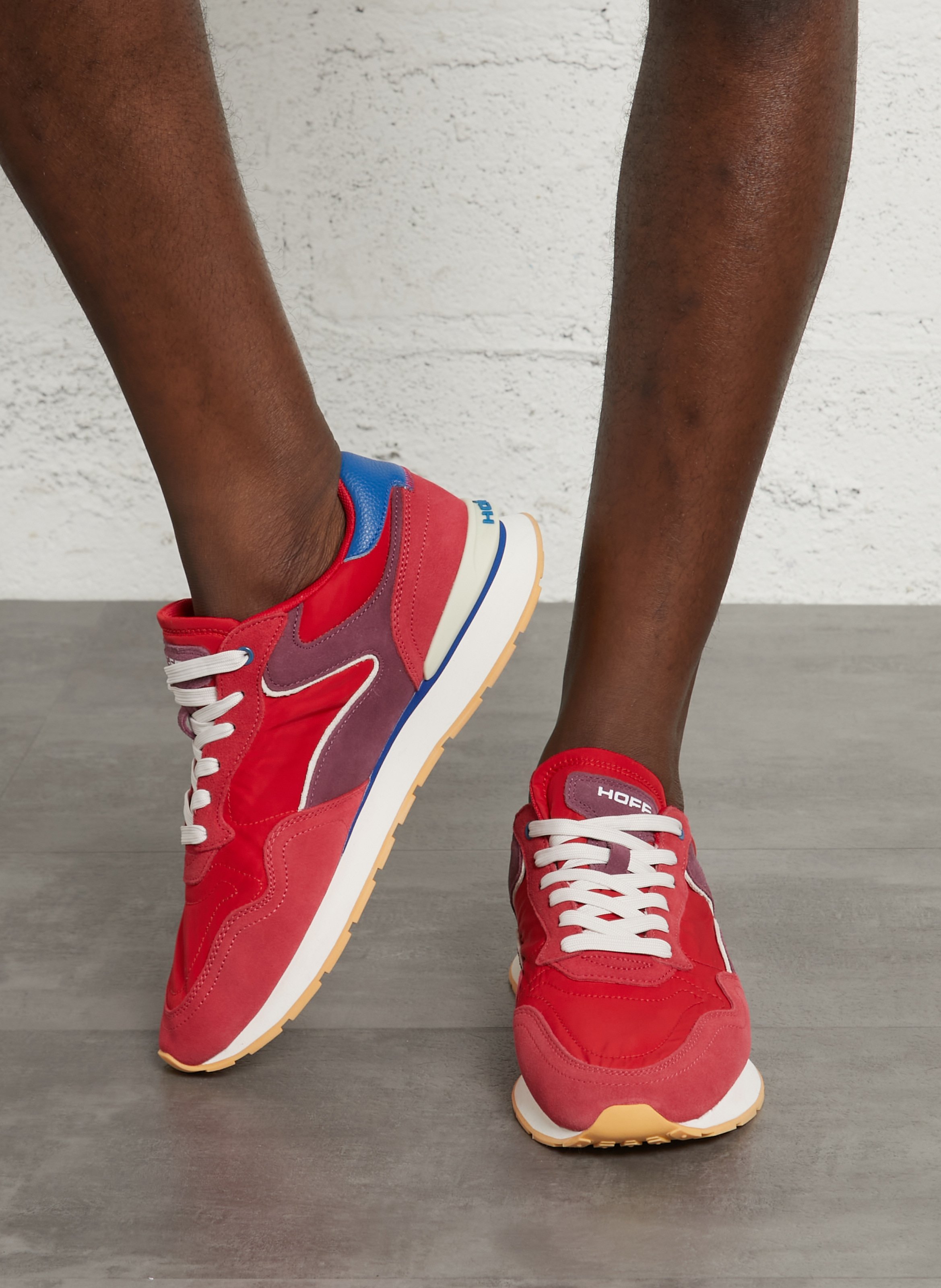 Low-top leather mix sneakers HOFF Red