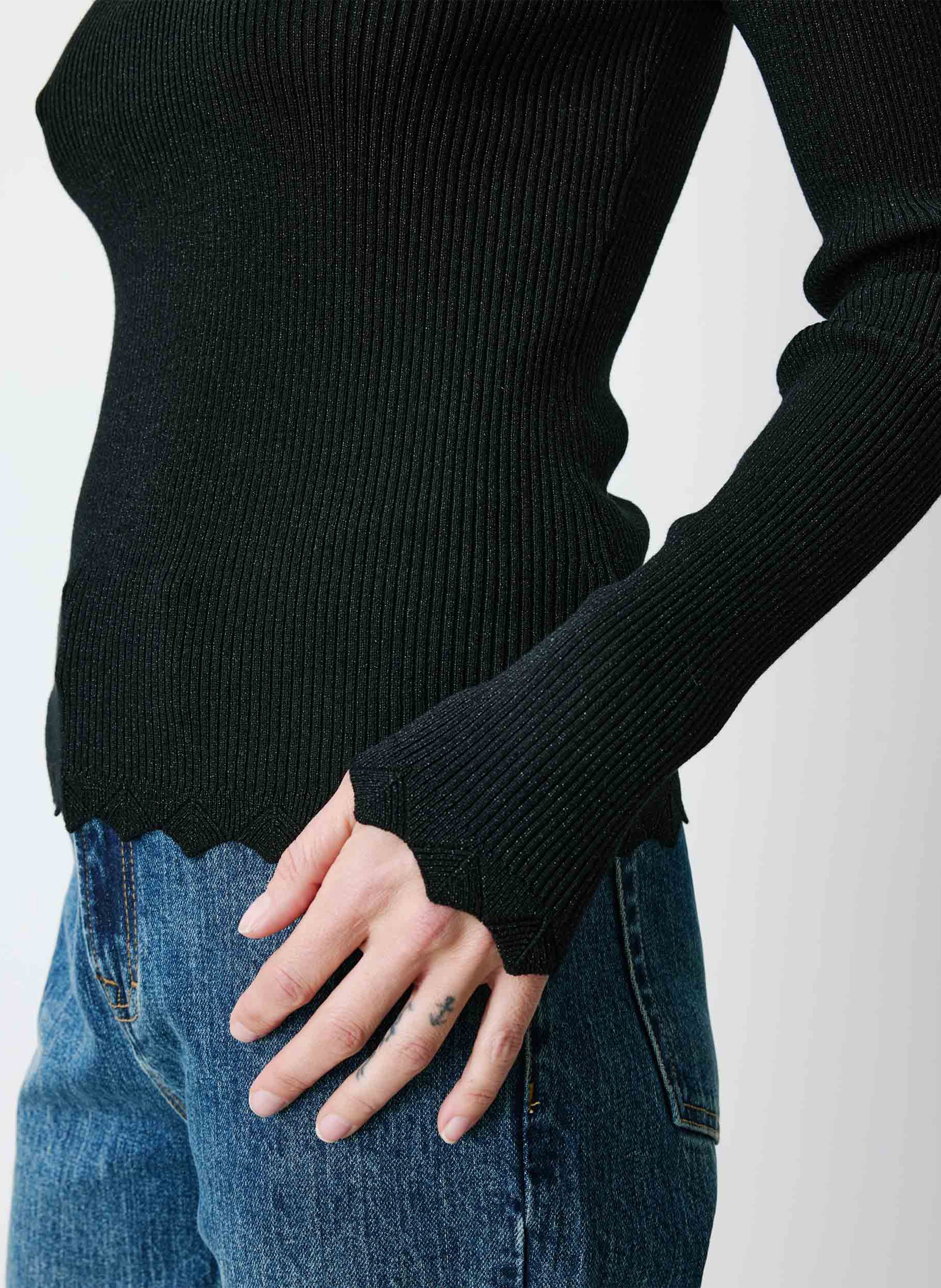 Pull moulant côtelé GRACE ET MILA Noir