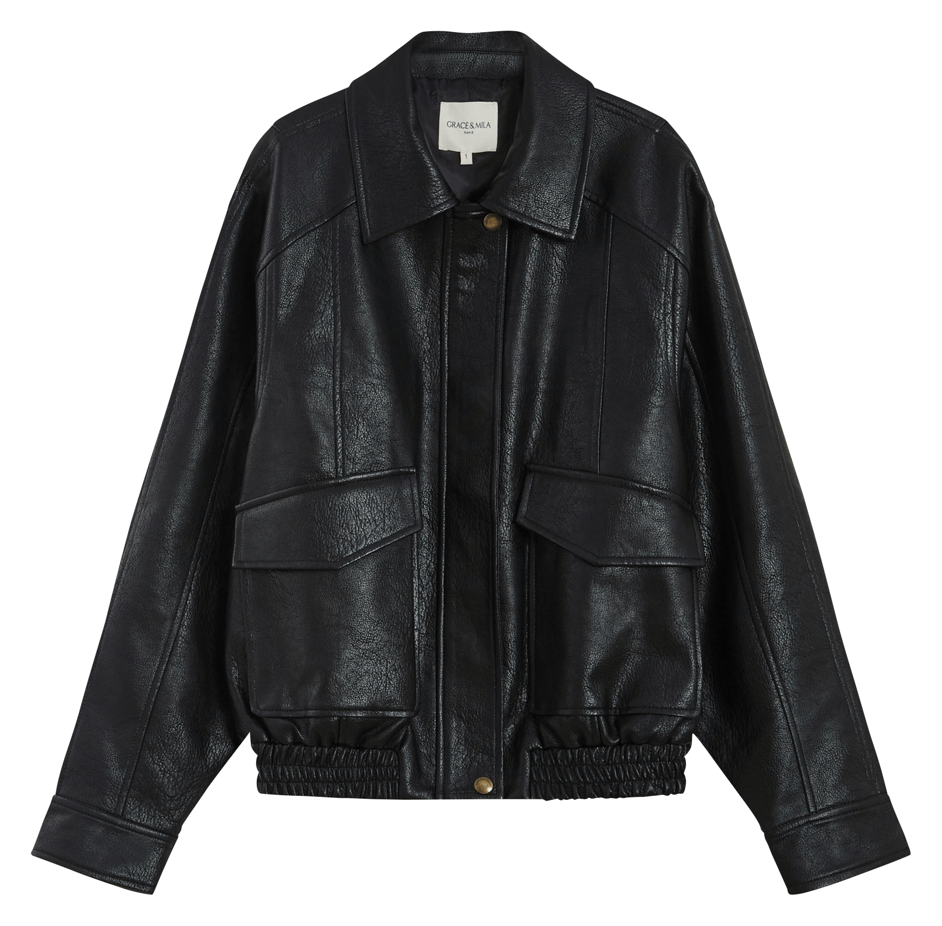 Oversized jacket with classic collar GRACE ET MILA Black