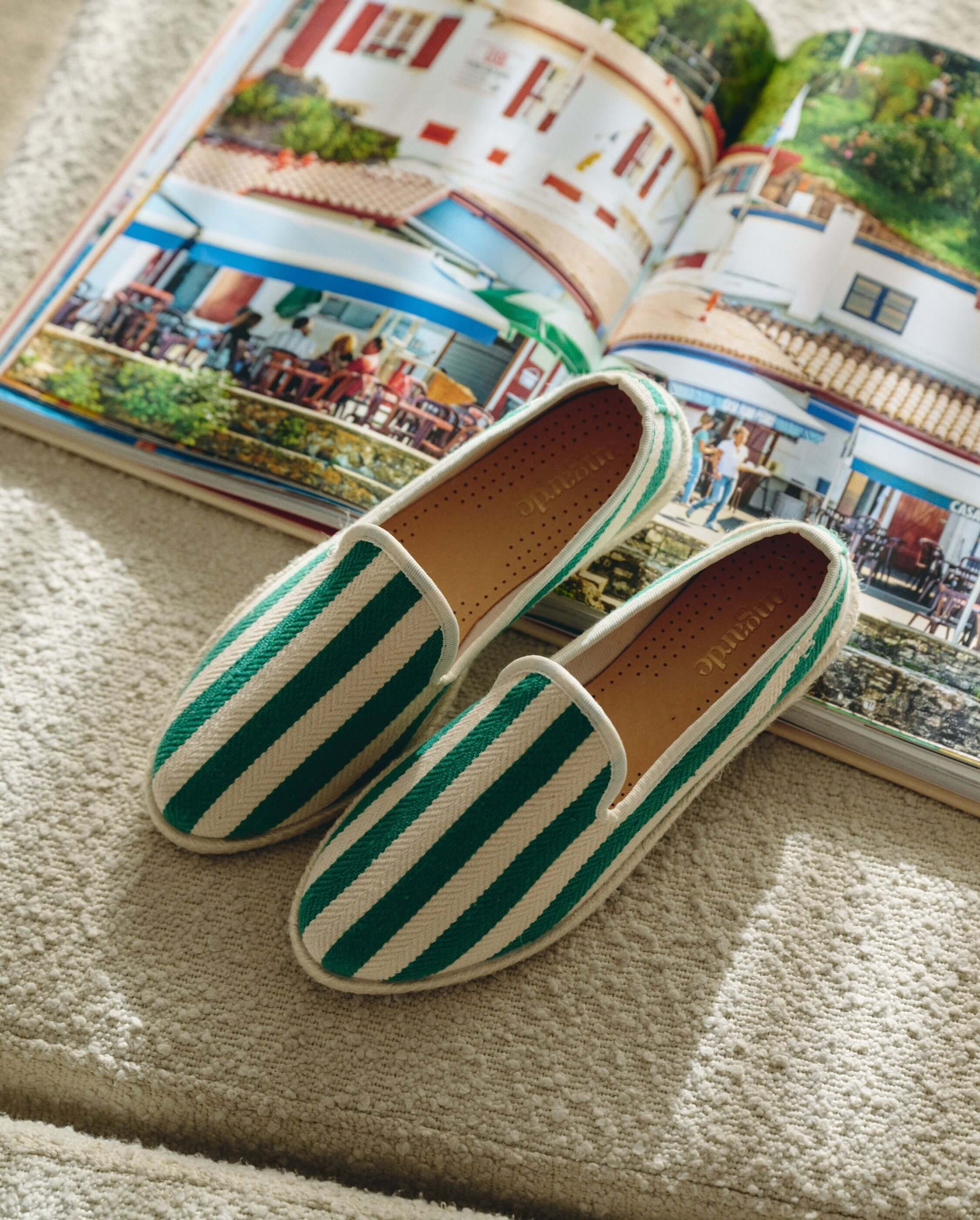 Men's espadrille CENITZ, green stripes ANGARDE Stripes