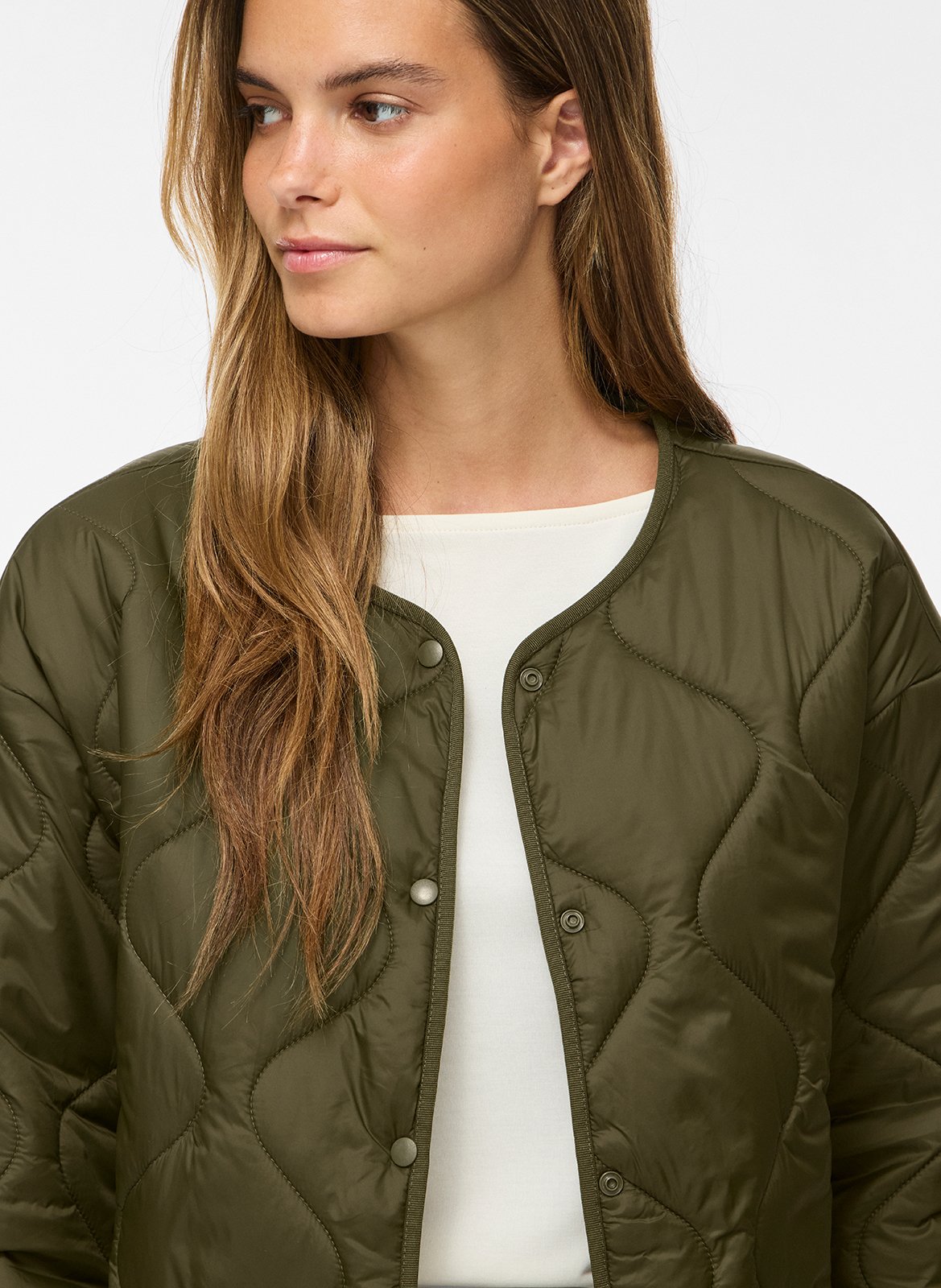 Quilted round neck jacket VILA Khaki