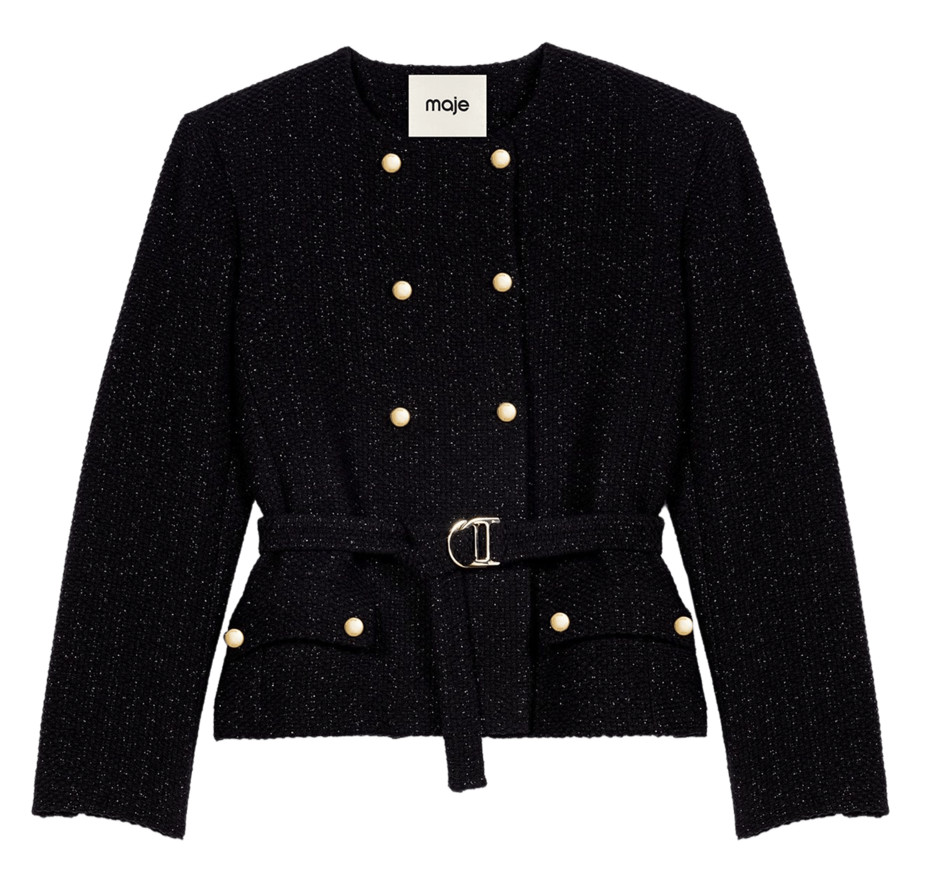 Veste droite col rond MAJE Noir