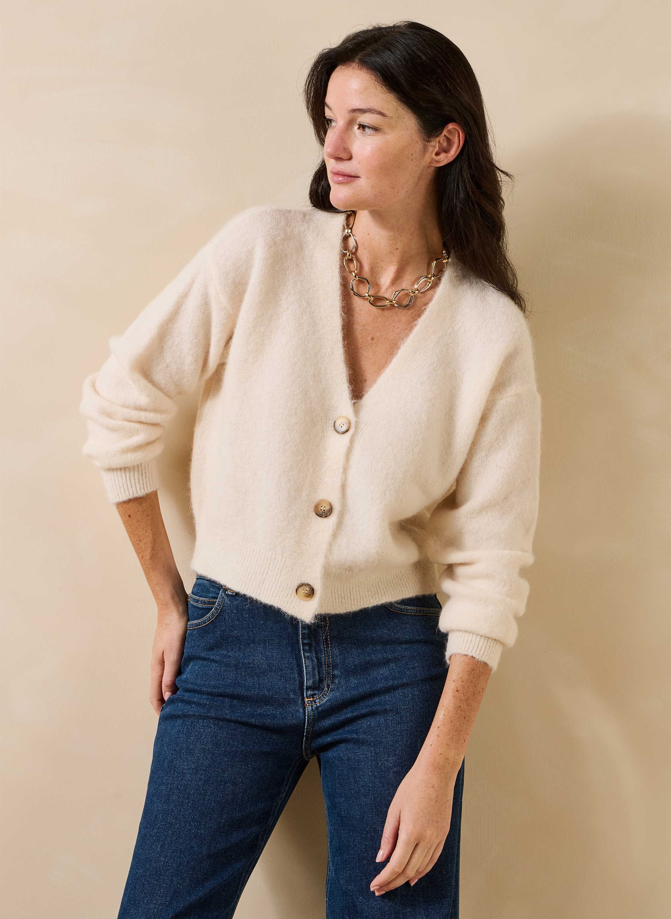Oversized wool-blend cardigan LA FEE MARABOUTEE White
