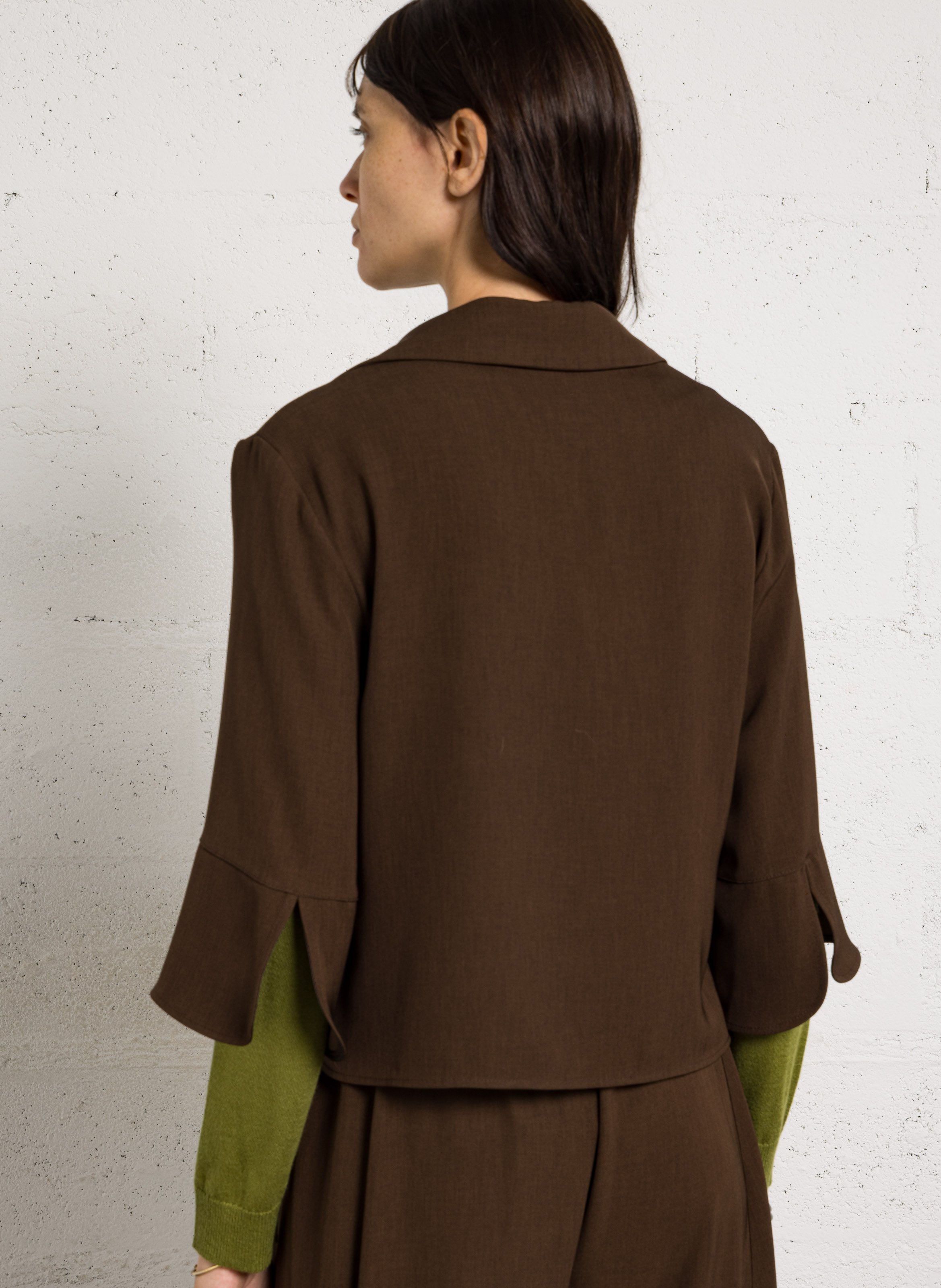 Chemise courte col V  IMPERIAL Marron