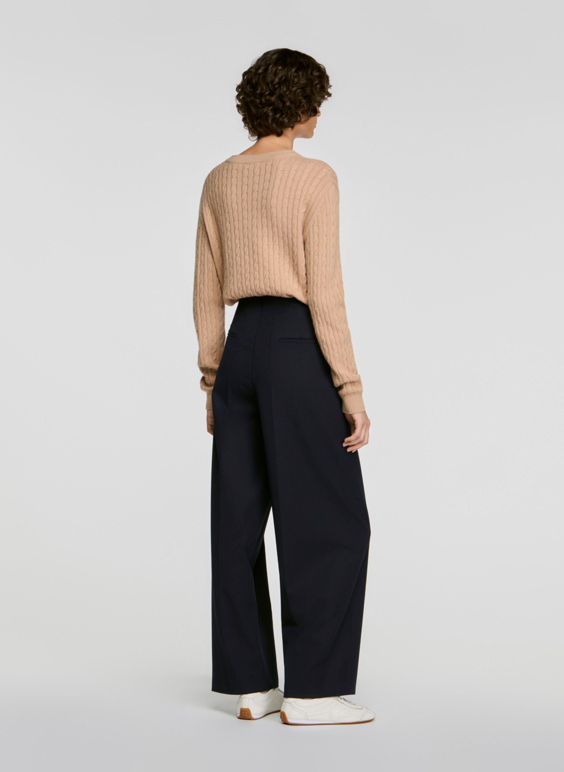 Pantalon large taille haute SANDRO Bleu