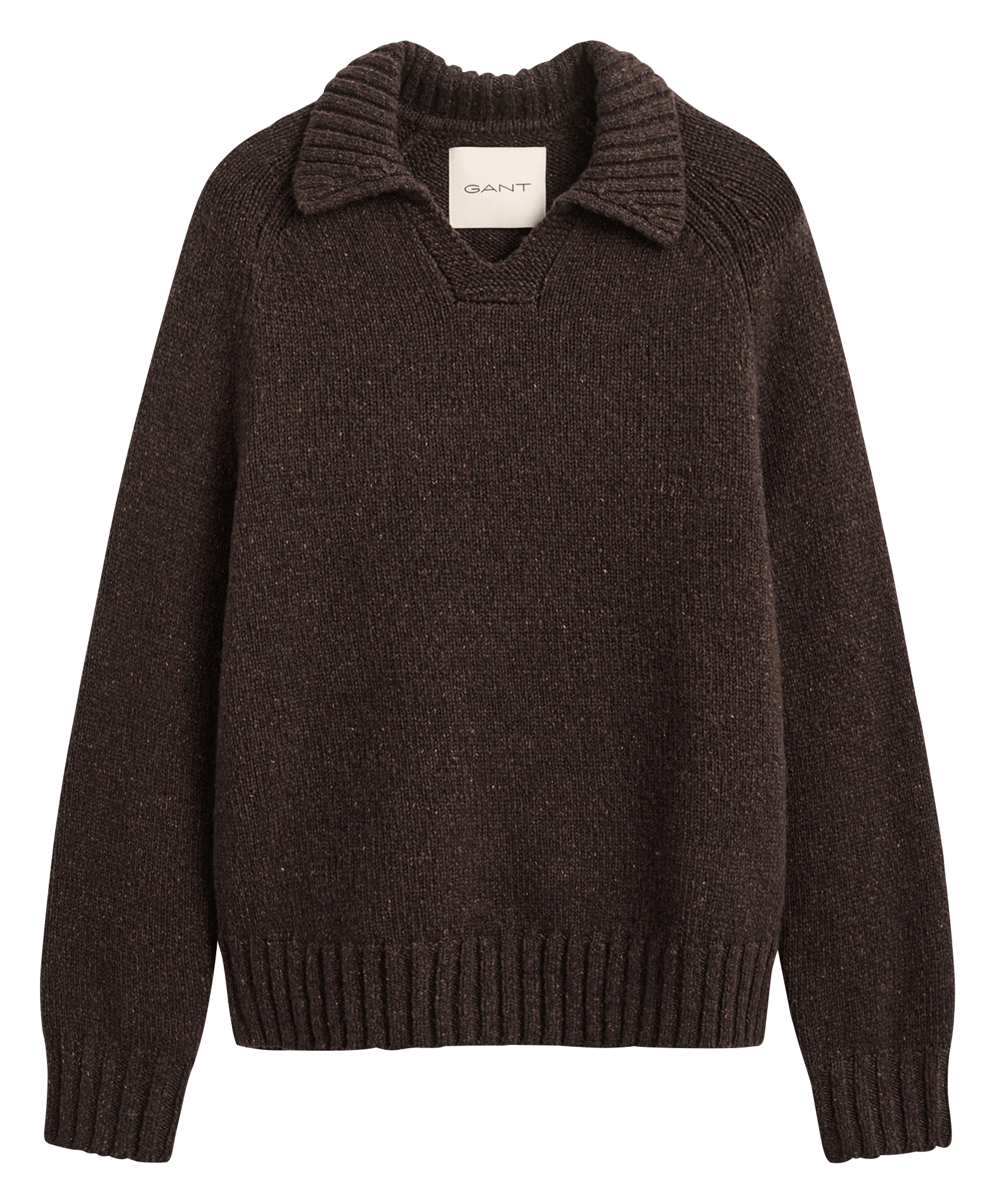 Pull droit col v en laine mélangée GANT Marron