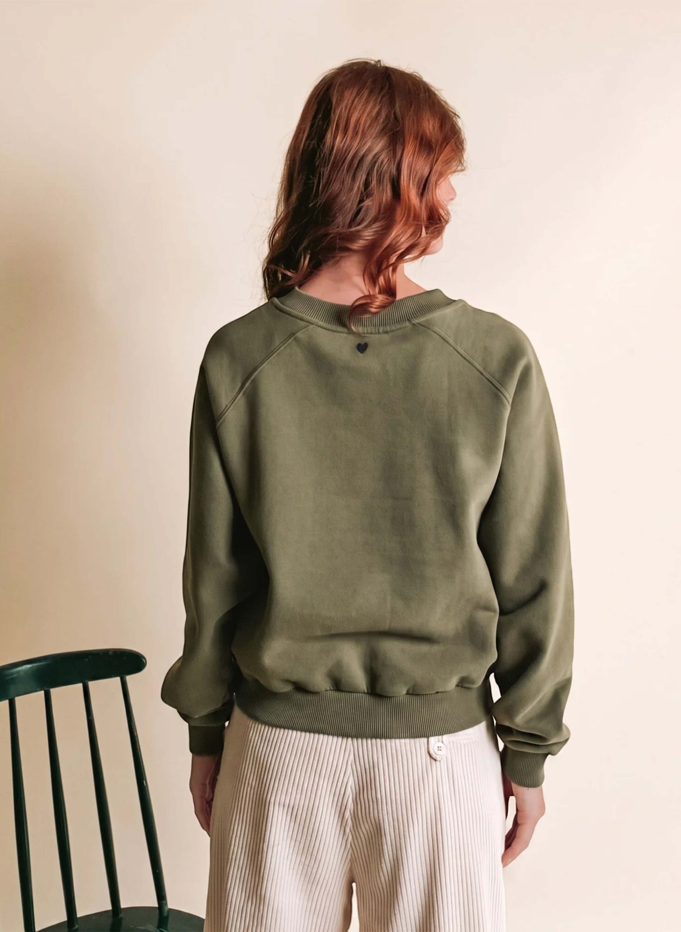 Round-neck organic cotton sweatshirt EMILE ET IDA Green