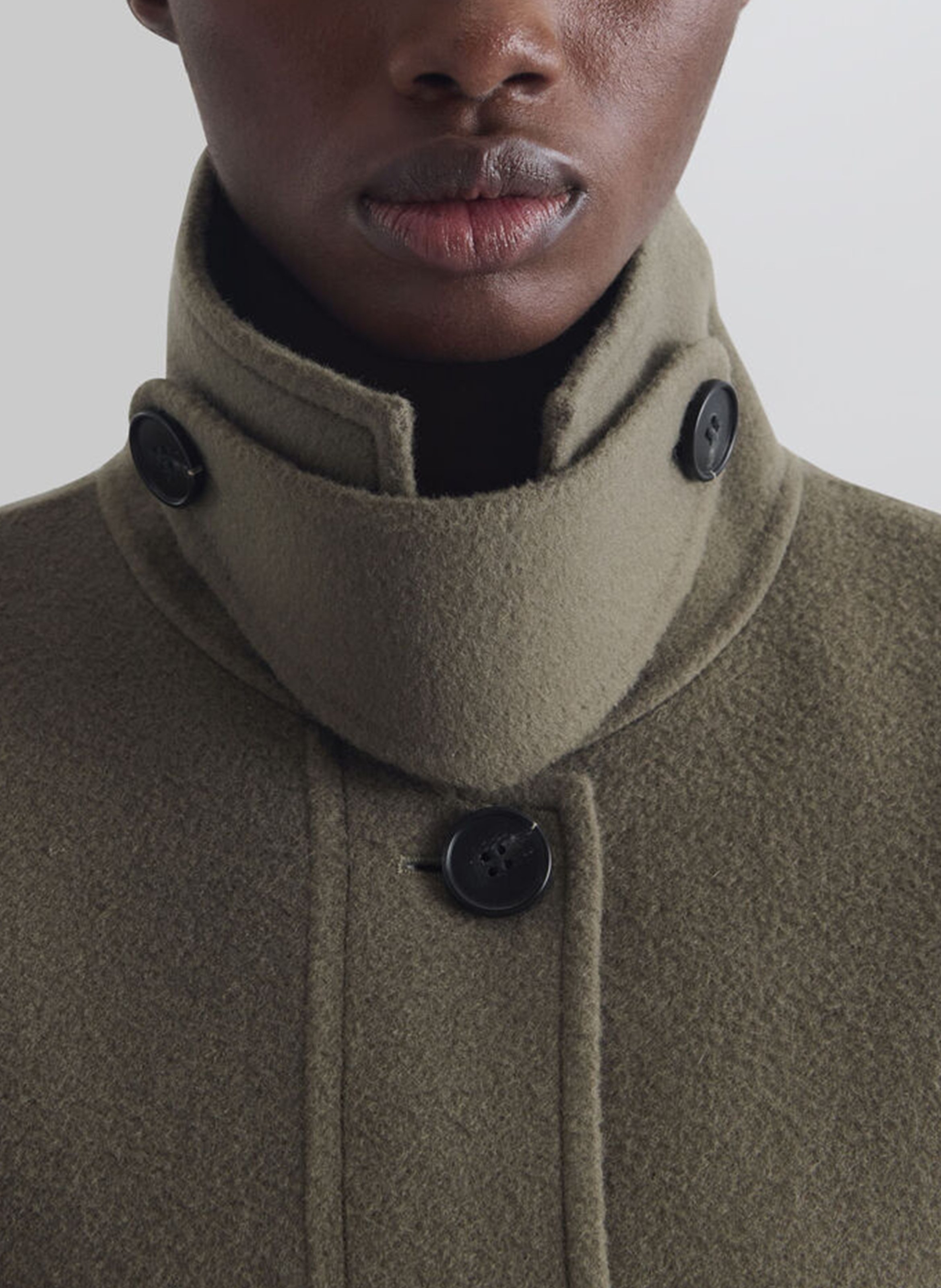 Oversized high-neck coat in wool and cashmere IRO Khaki