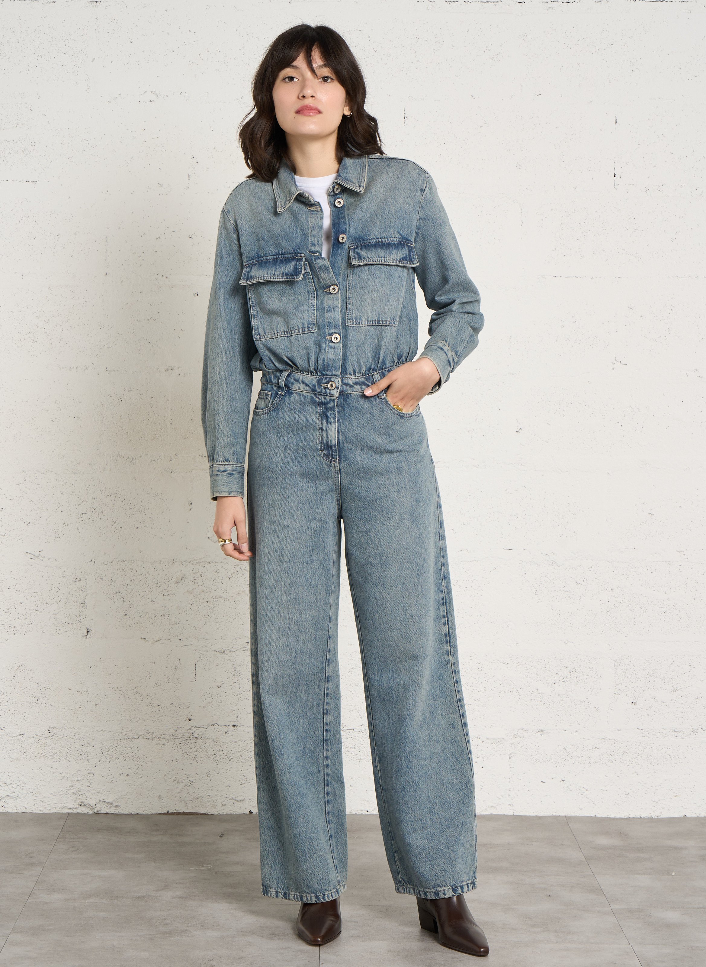 Jeans-Jumpsuit aus Baumwoll-Mix PLEASE Blau