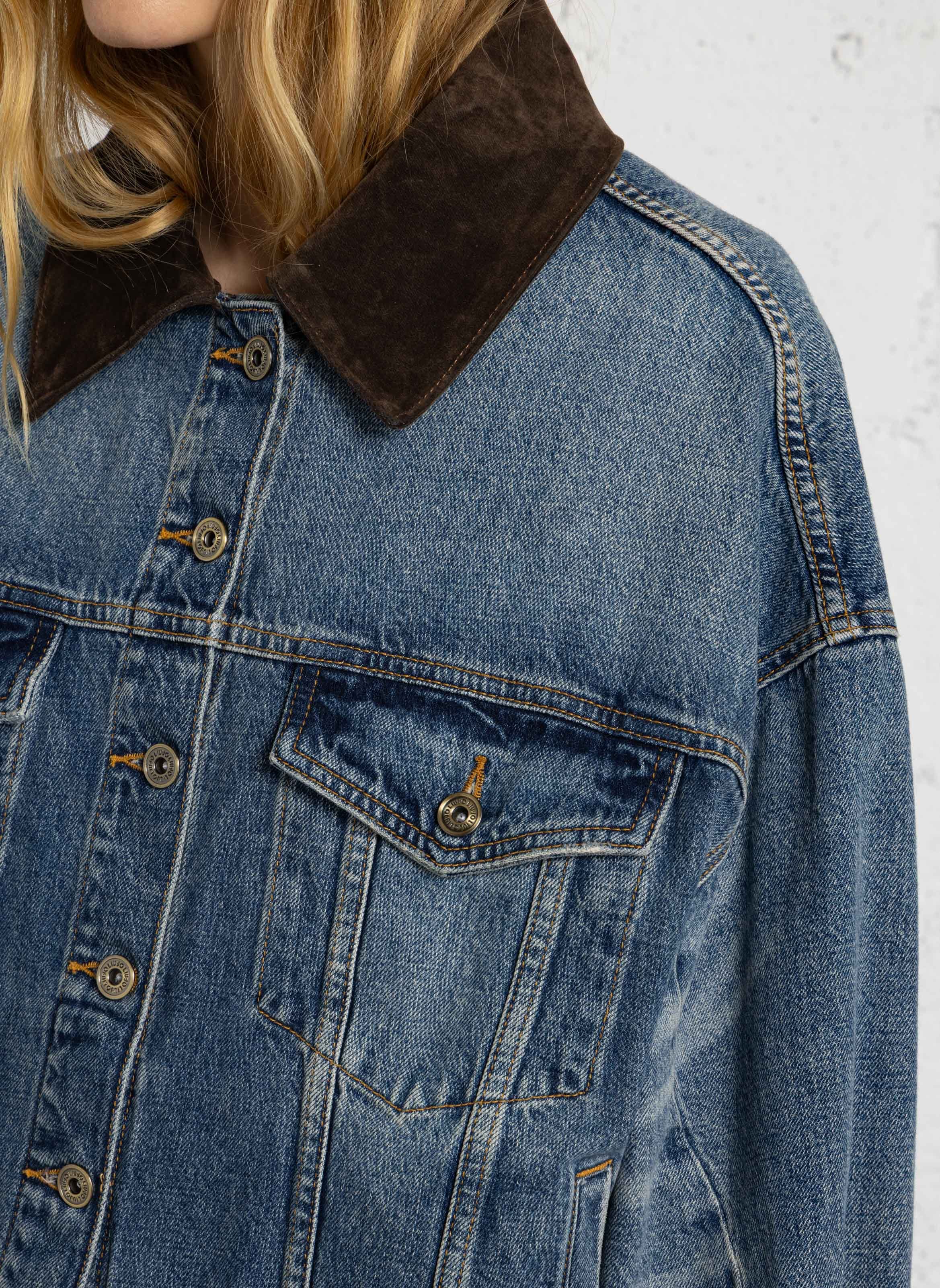 Gerade geschnittene kurze Jeansjacke LIU JO Blau