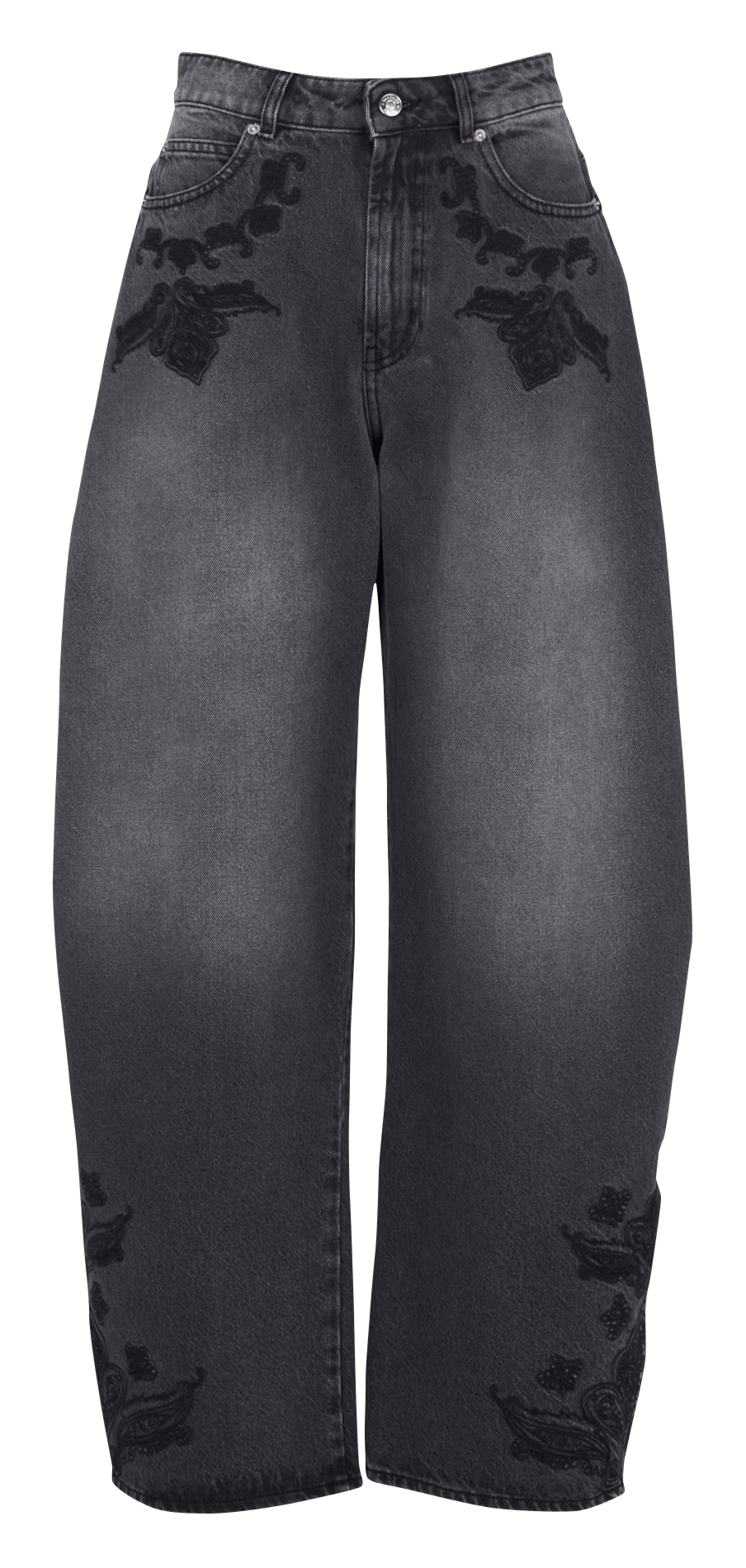 High-waisted balloon jeans with embroidery BERENICE Grey