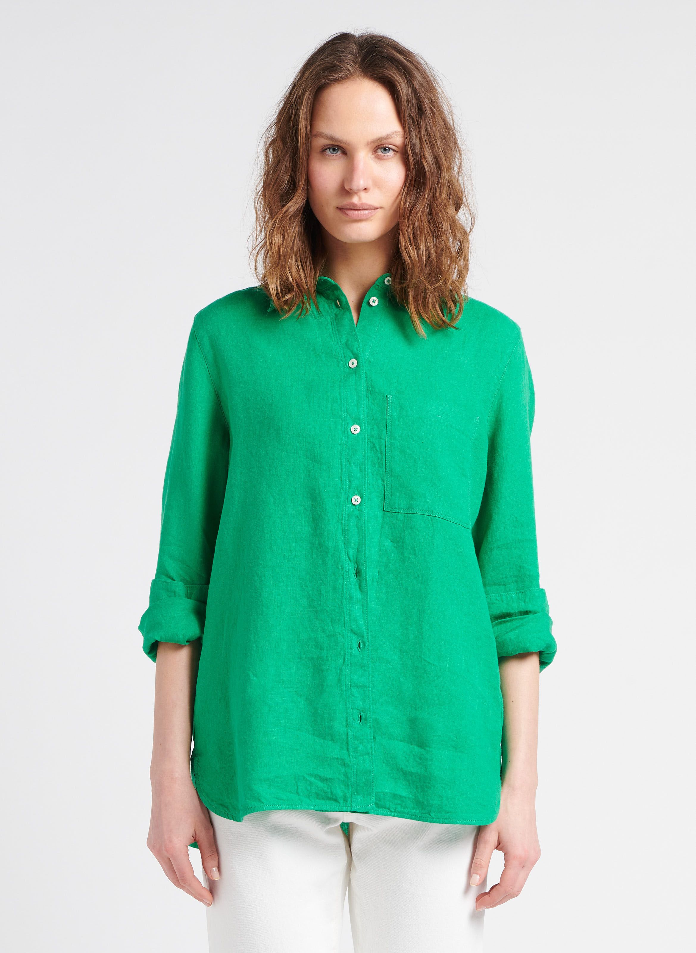 ralph lauren green linen shirt