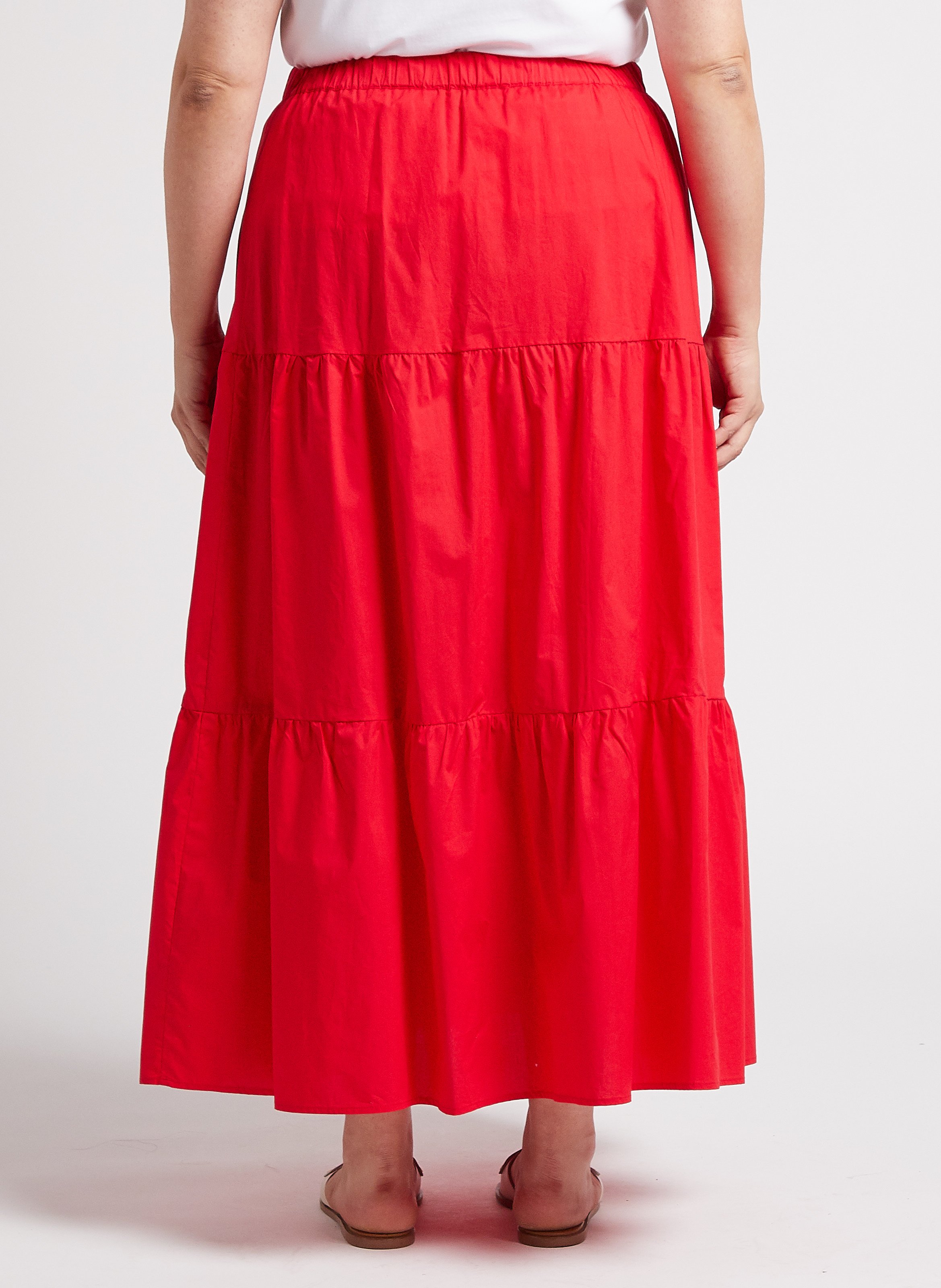 Maxirock aus Baumwoll-Popeline PERSONA by Marina Rinaldi Rot