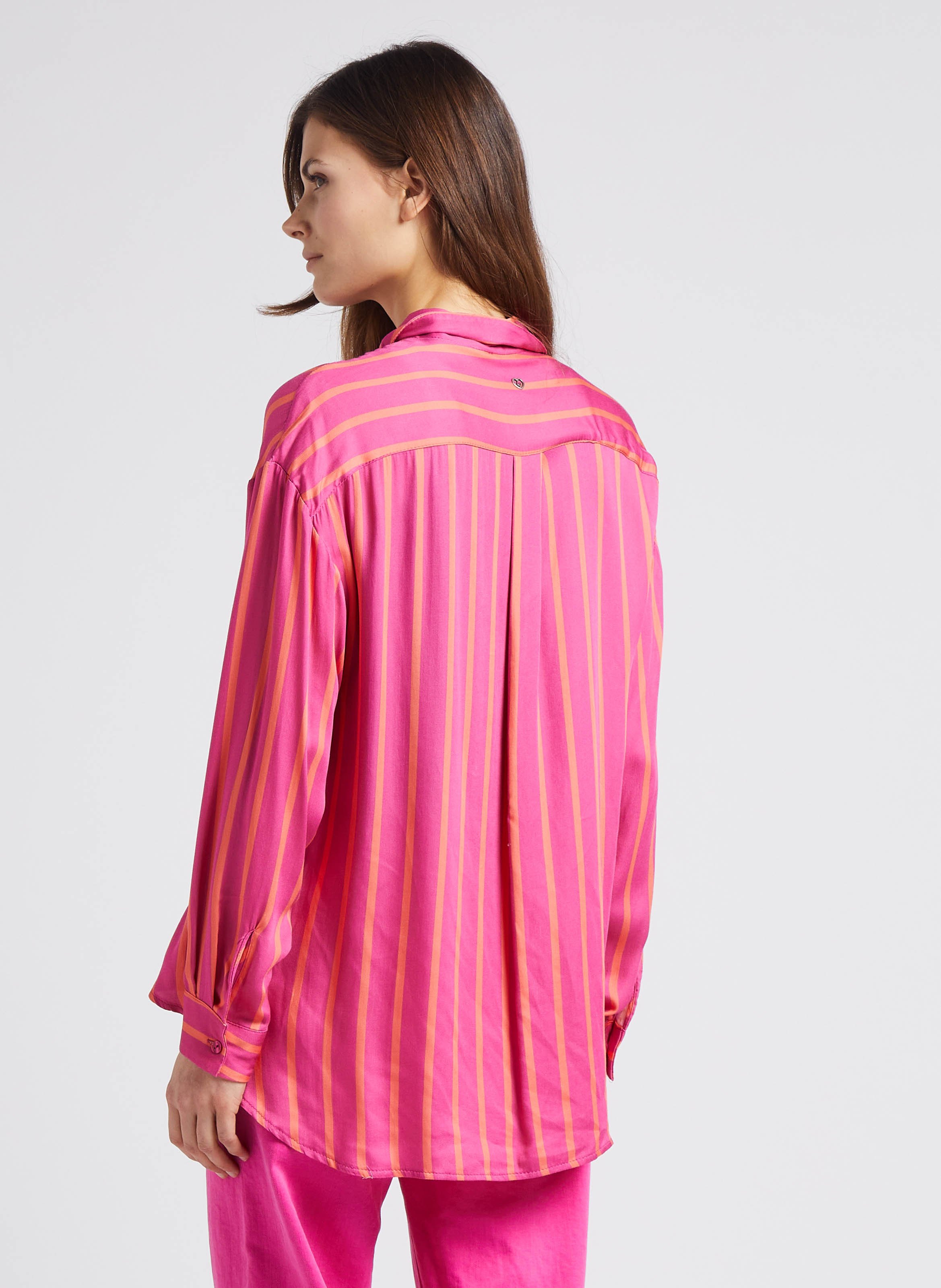 Gestreepte blouse met klassieke kraag PLEASE Roze