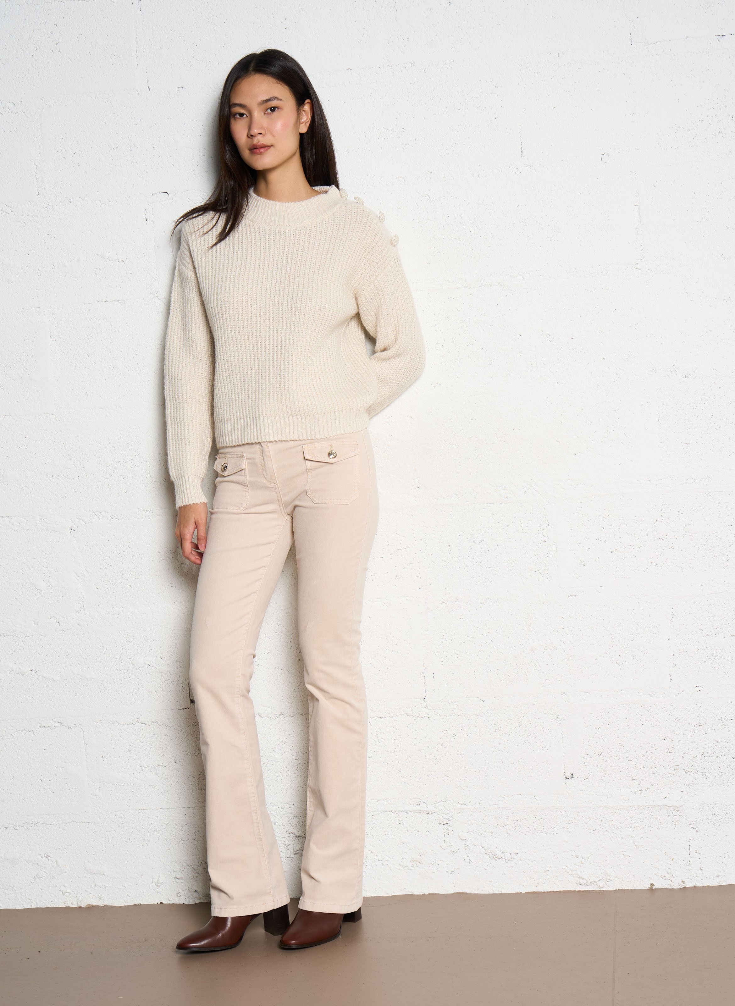Cordhose, Slim Fit MORGAN Beige