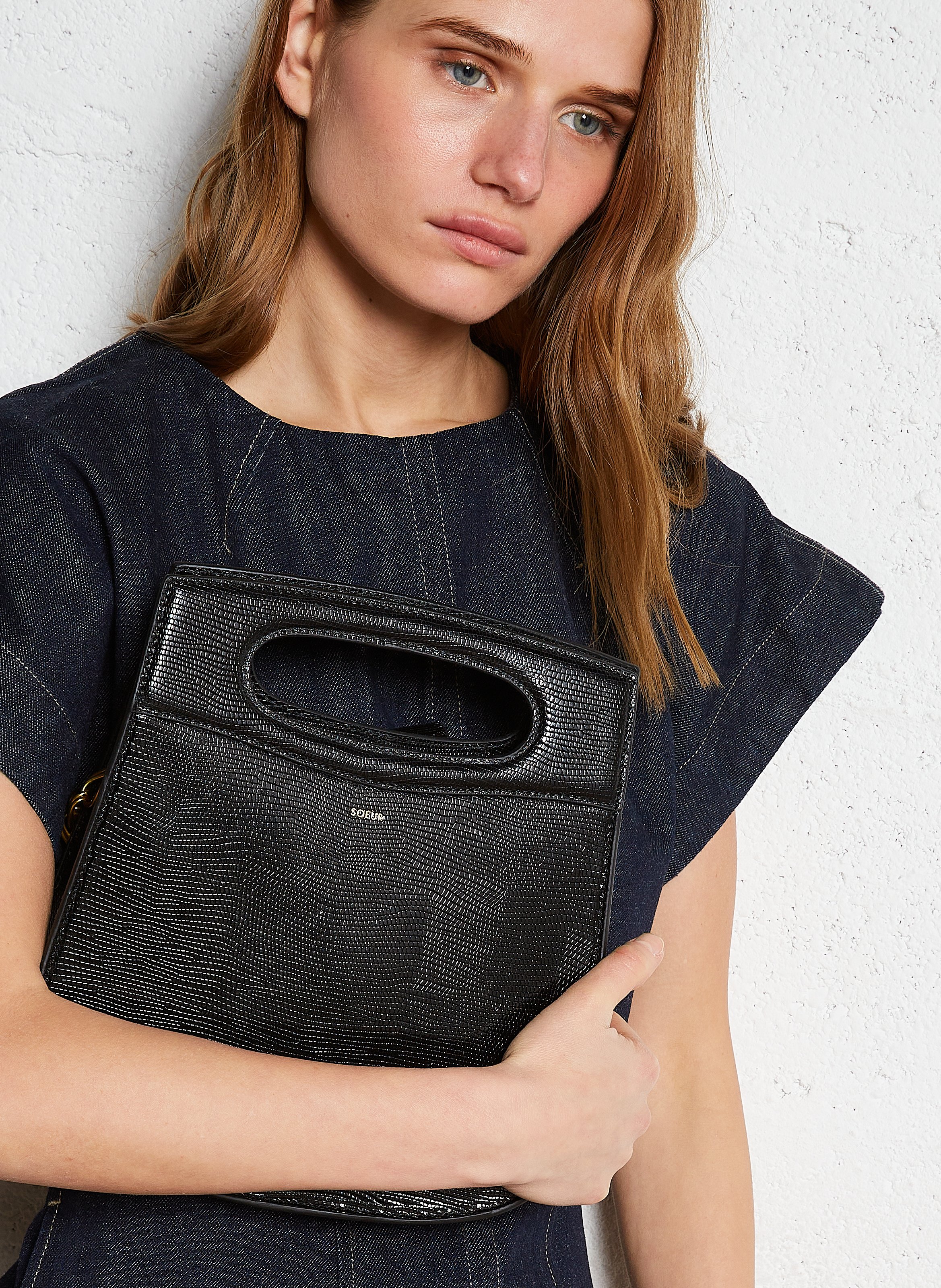 Sac bandoulière en cuir  SOEUR Noir