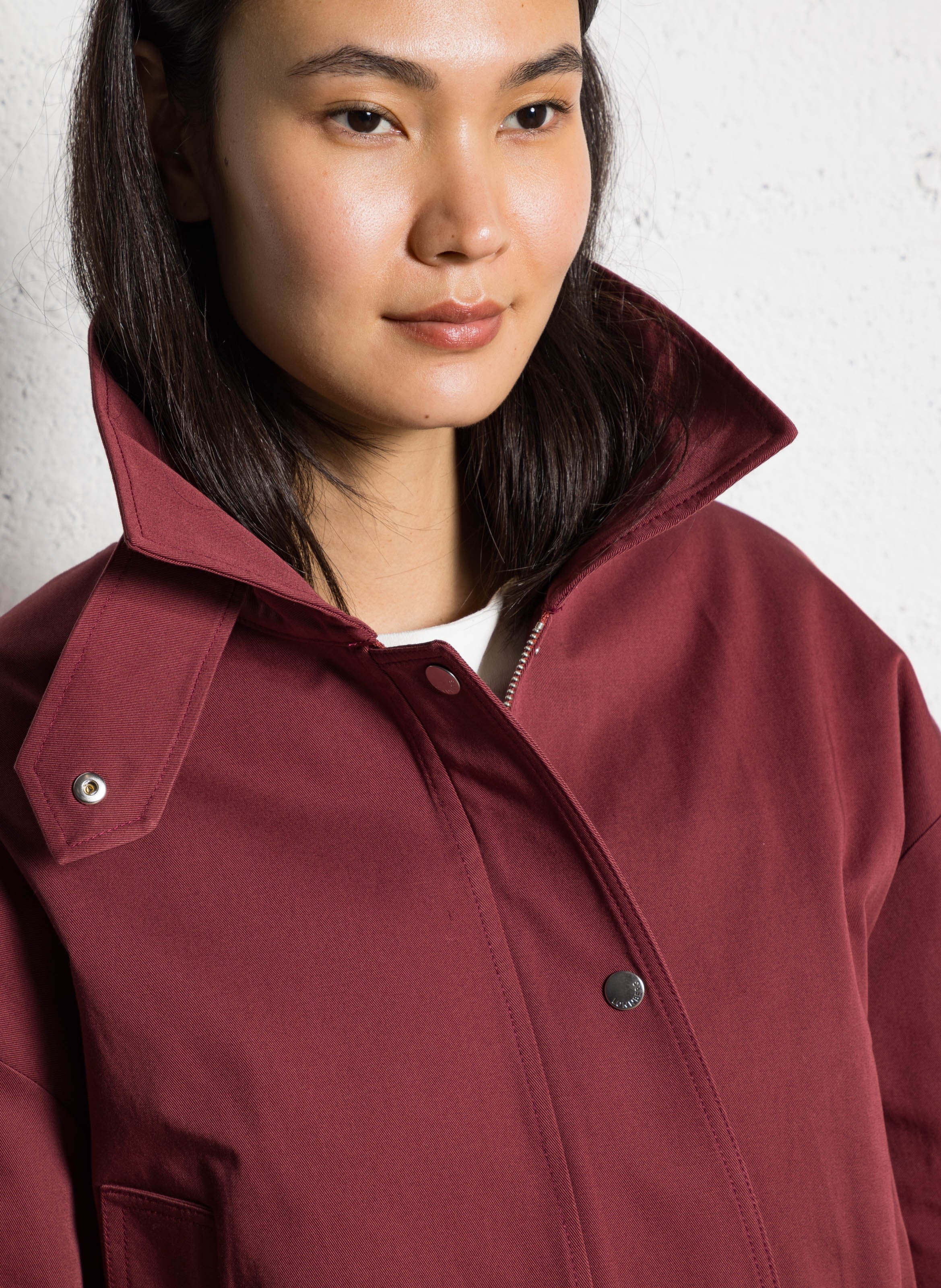 Long wool-blend trench coat with tailored collar MARGAUX LONNBERG Red