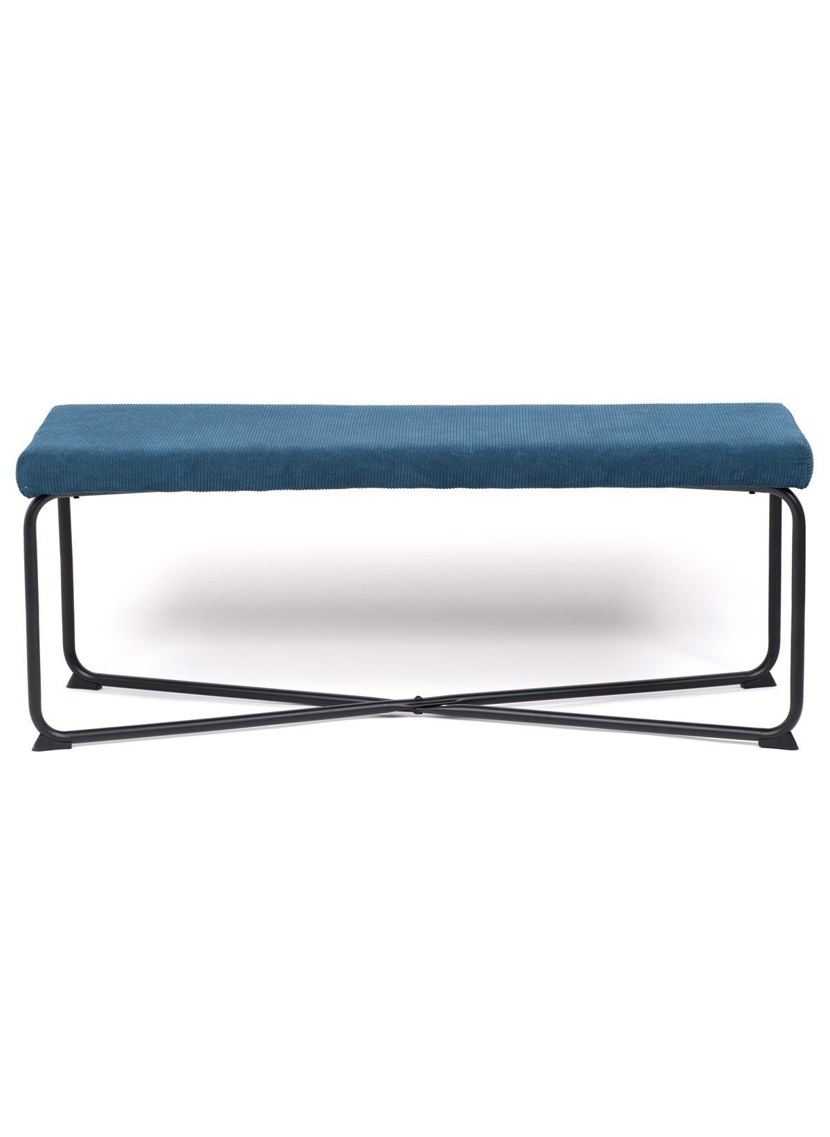 Ribbed fabric and metal bench FACTORY Blue