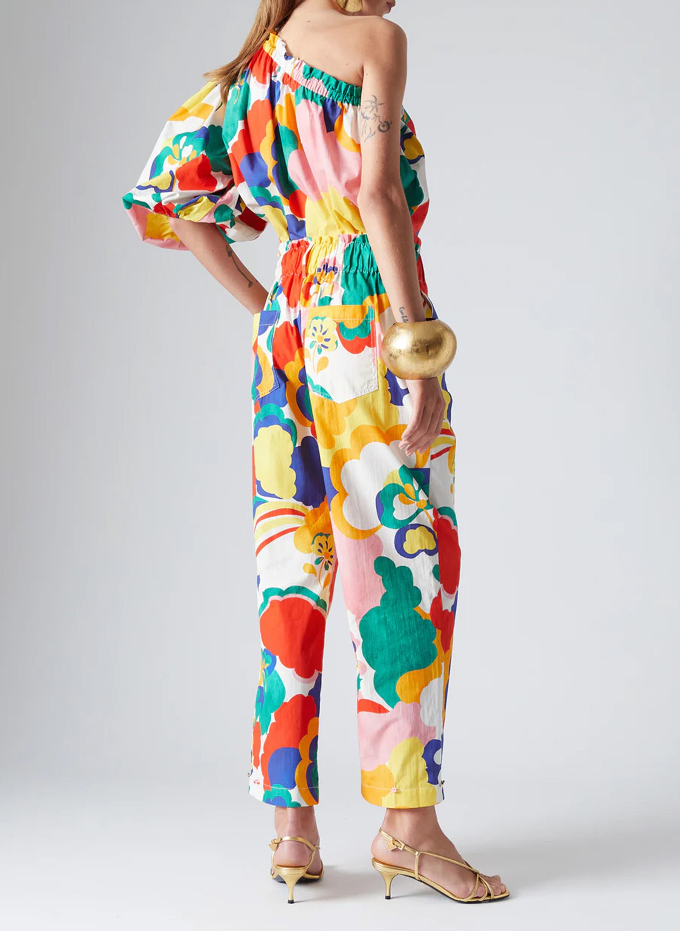 High-waisted buttoned pants with patterns THE LABEL EDITION Multicolored