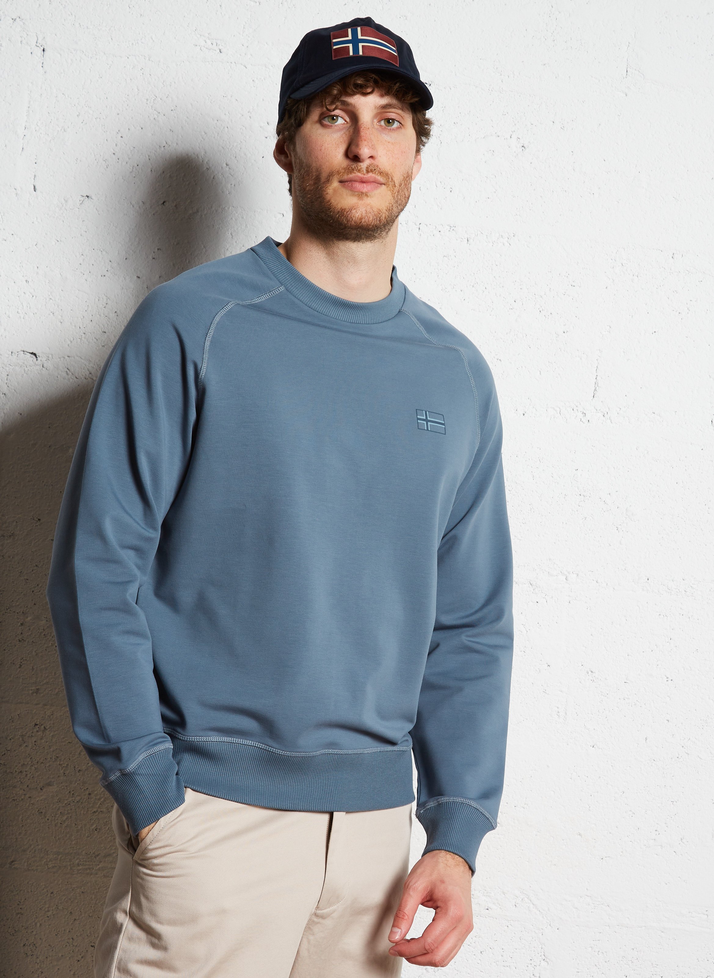 Sweat droit col rond en coton NAPAPIJRI Vert