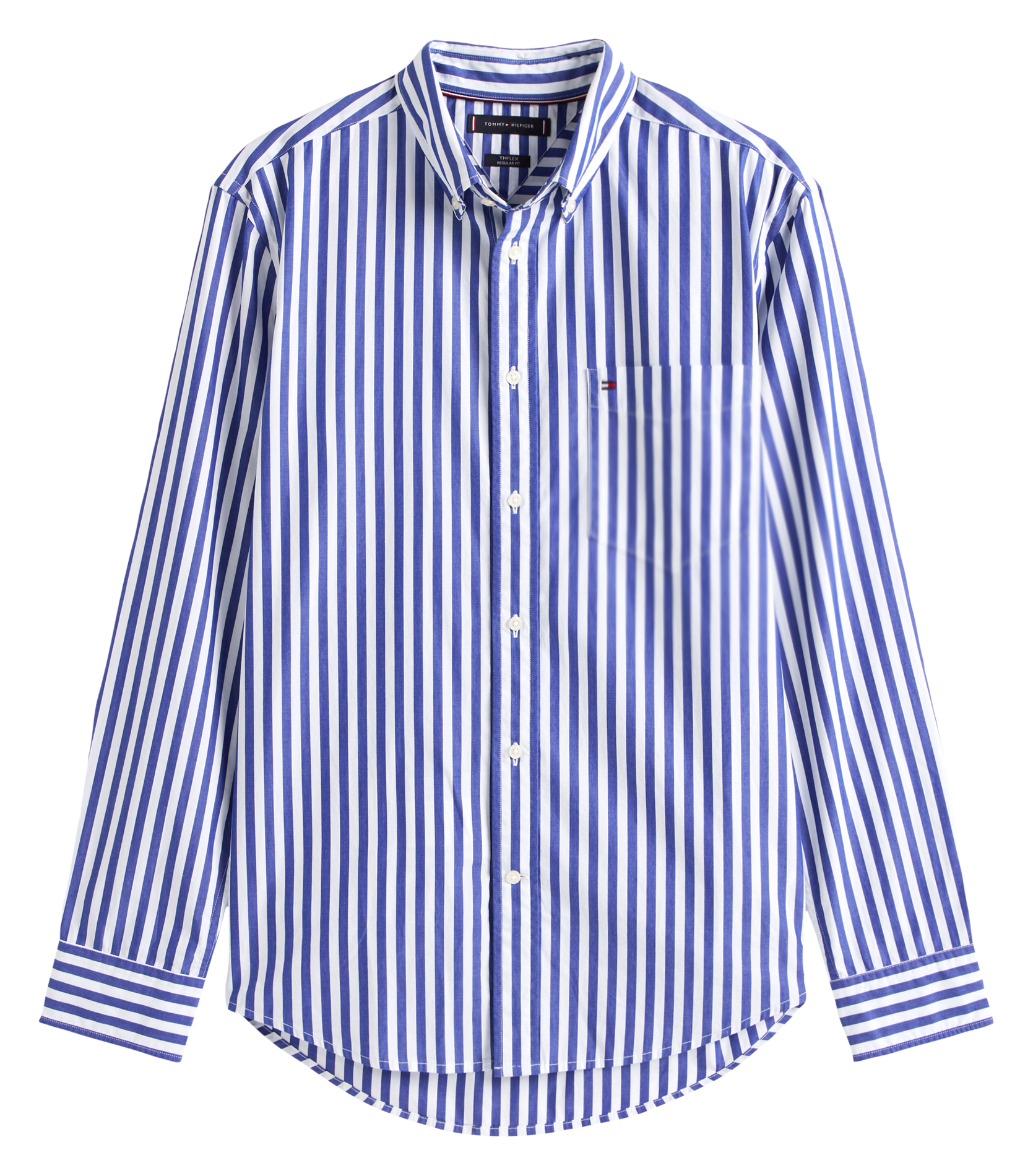 Gerade geschnittenes Hemd aus gestreifter Baumwolle TOMMY HILFIGER Blau