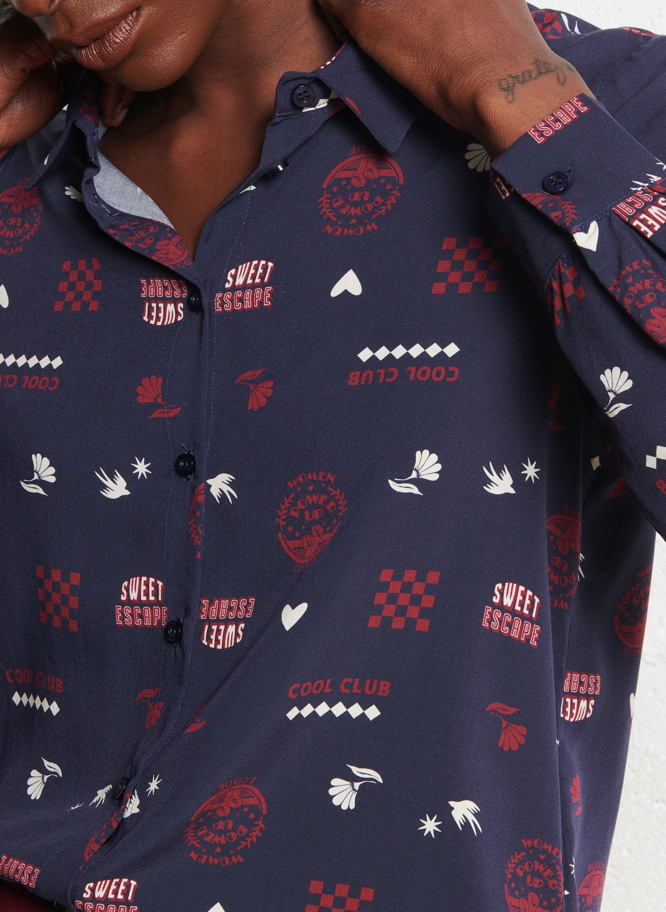 Printed straight shirt I CODE Blue