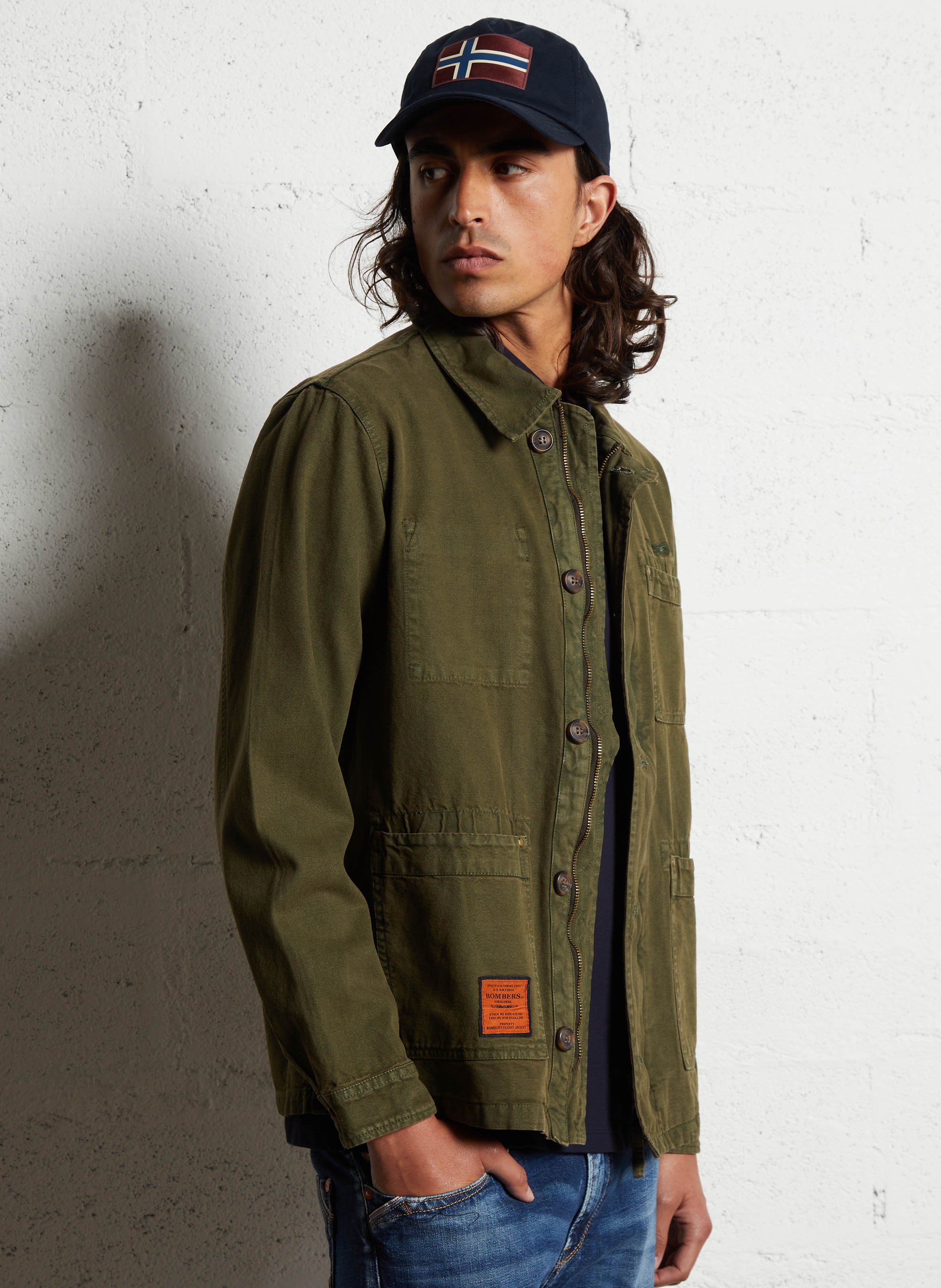 Recht, katoenen overshirt BOMBERS ORIGINAL Kaki