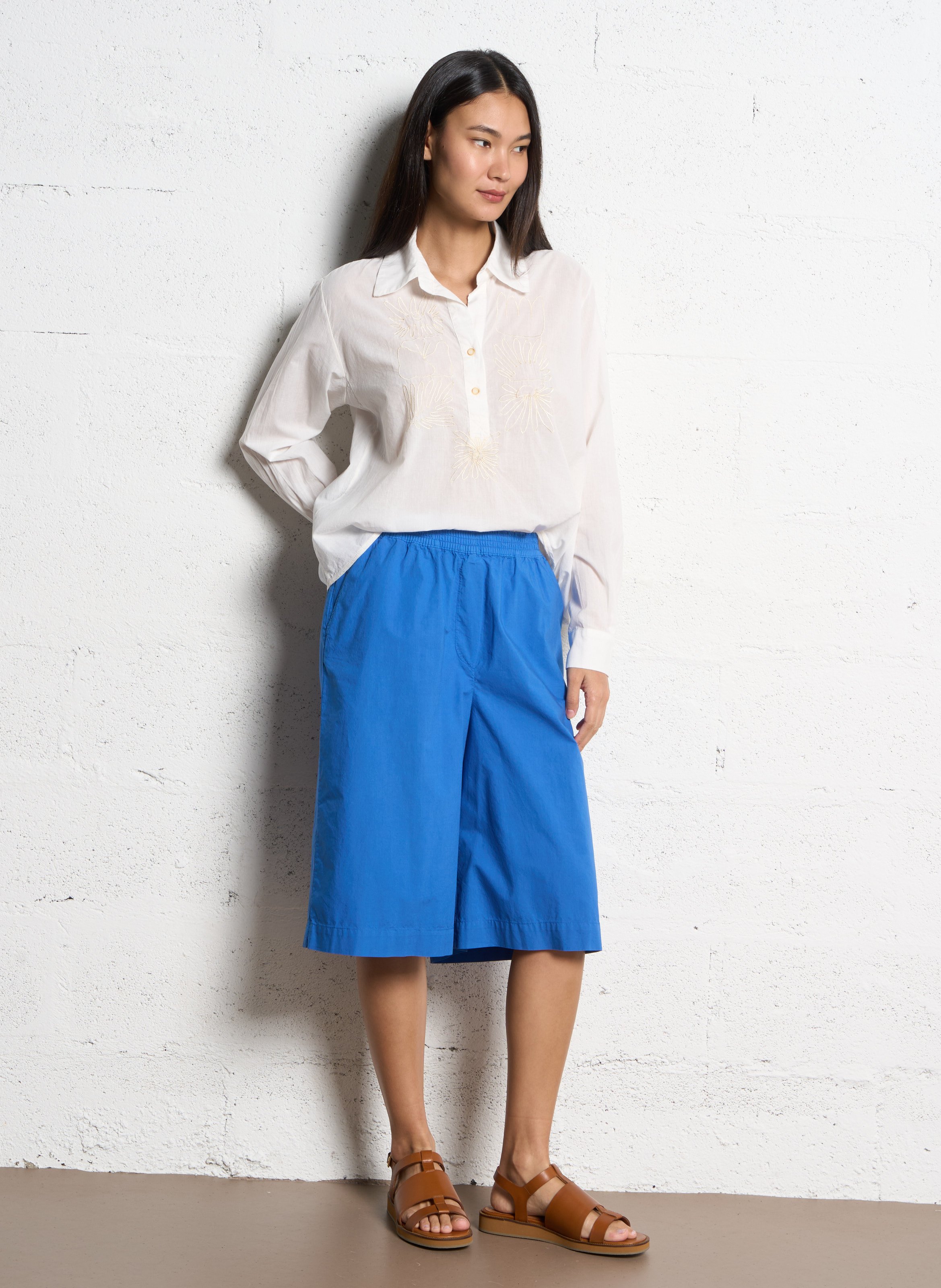 Bermuda droit en coton bio RUE DE TOKYO Bleu