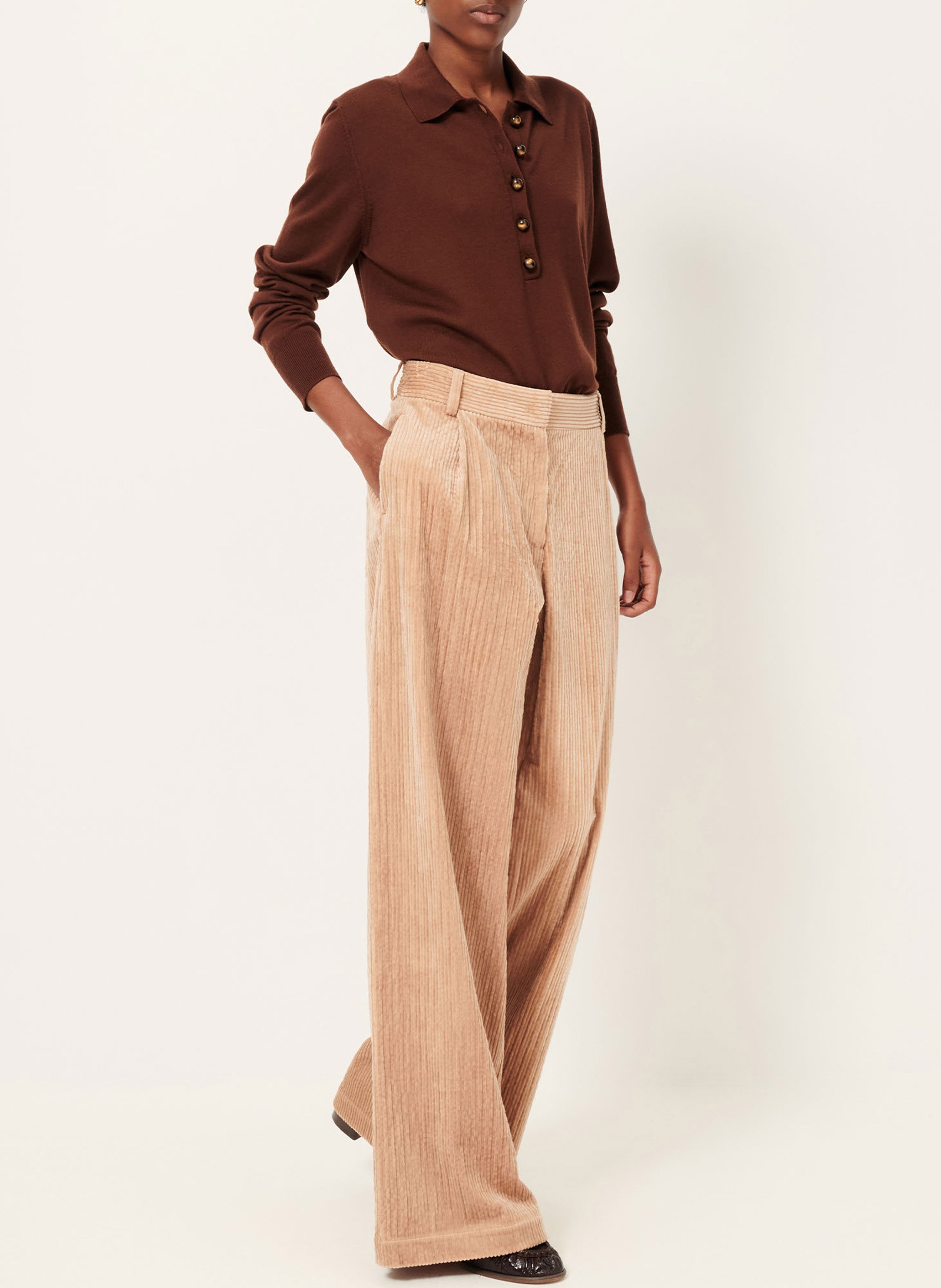 Pantalon large en velours côtelé SESSUN Rose