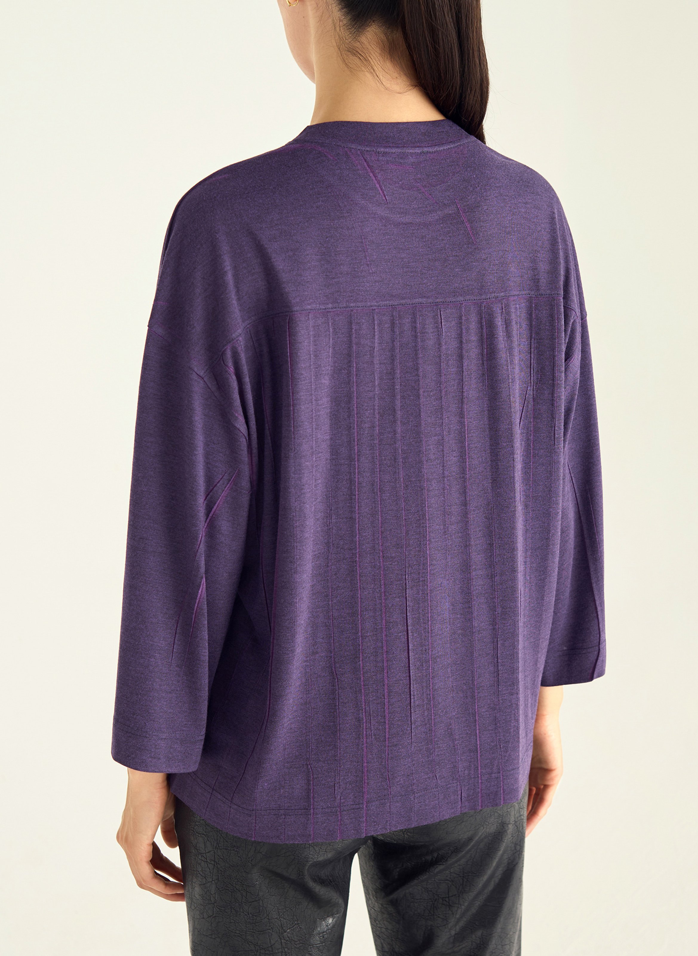 Effen top met lange mouwen en ronde hals COTELAC Violet