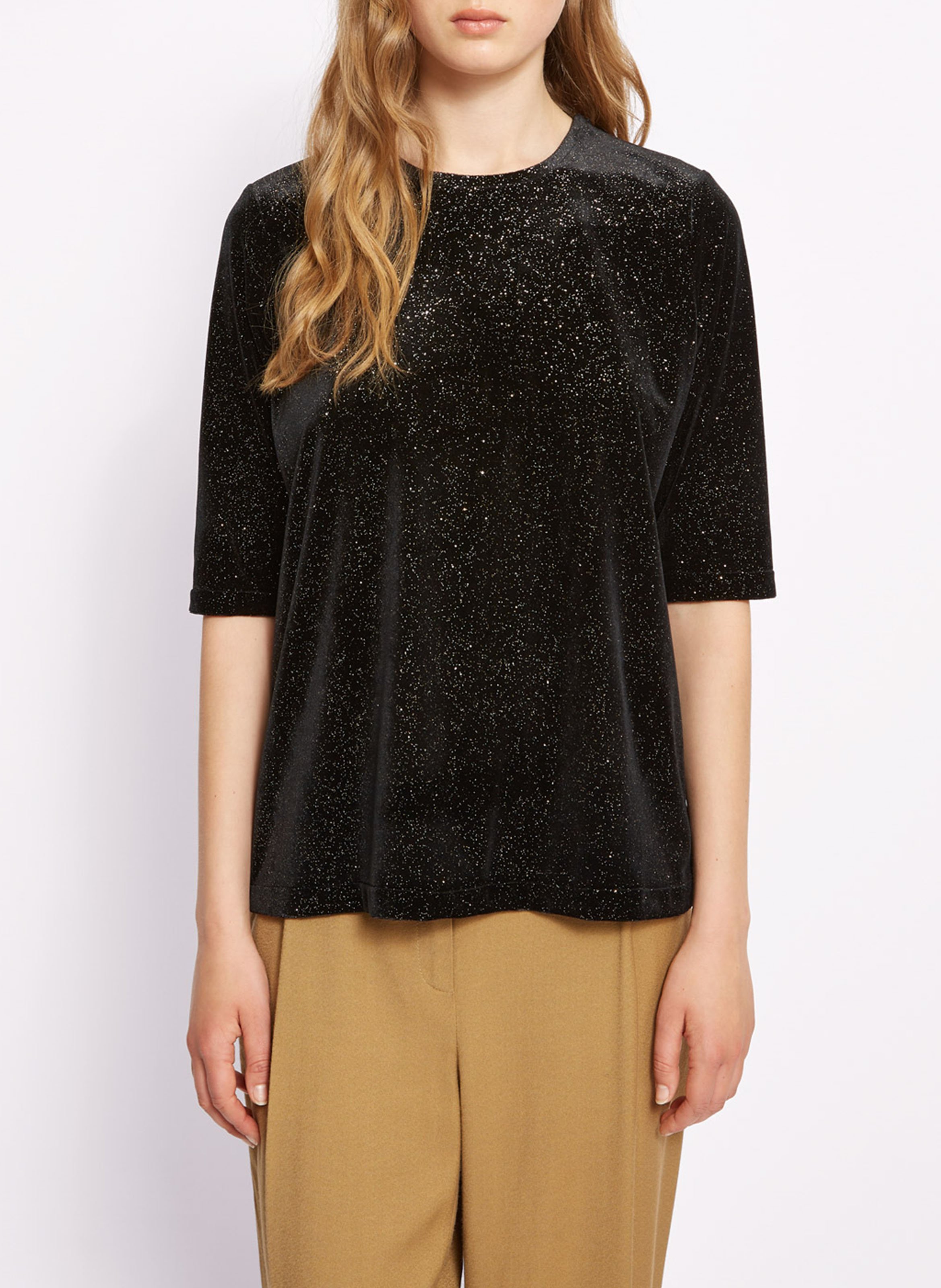 Tee-shirt col rond pailleté ROSEANNA Noir