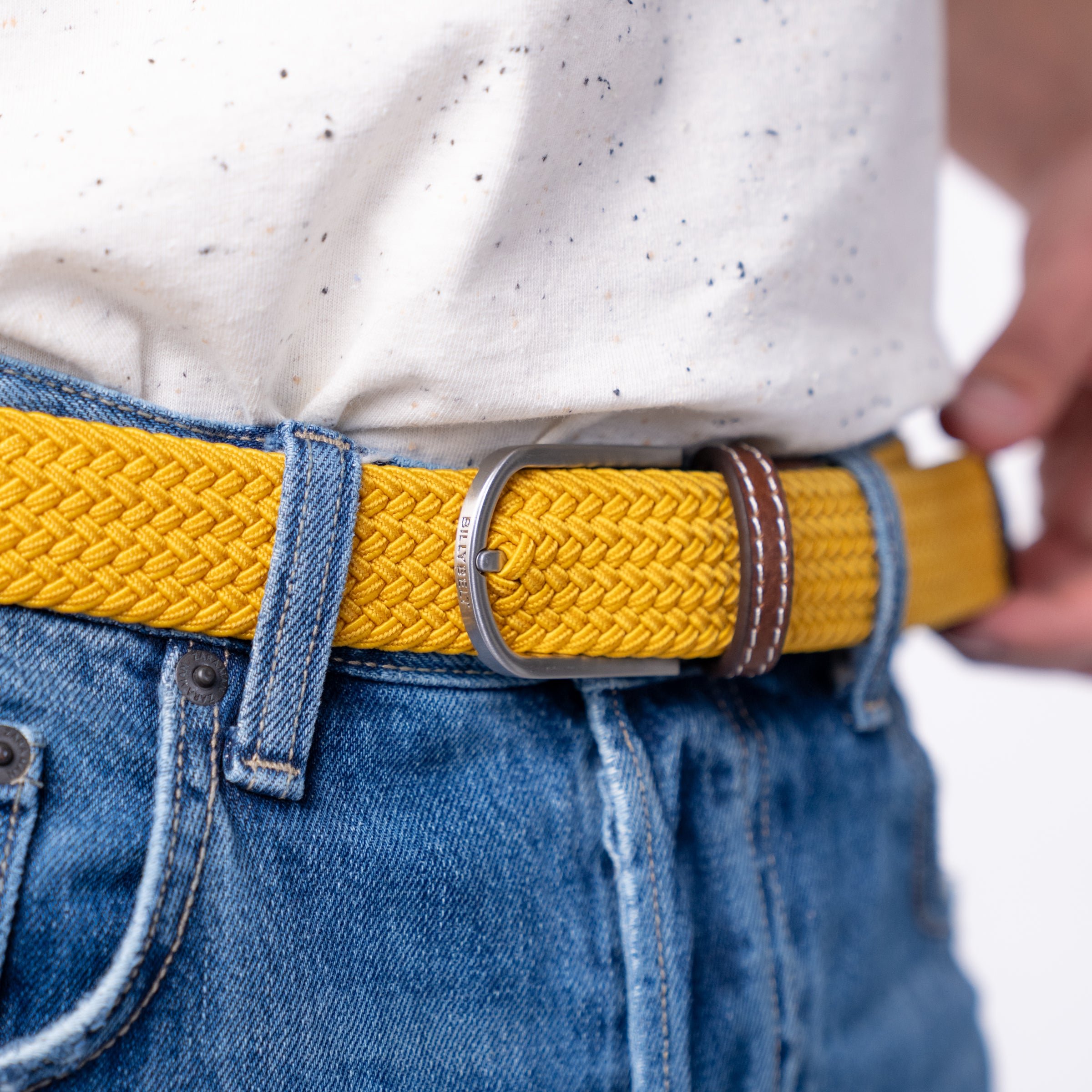 Solid Elastic Braided Belt BILLYBELT Yellow