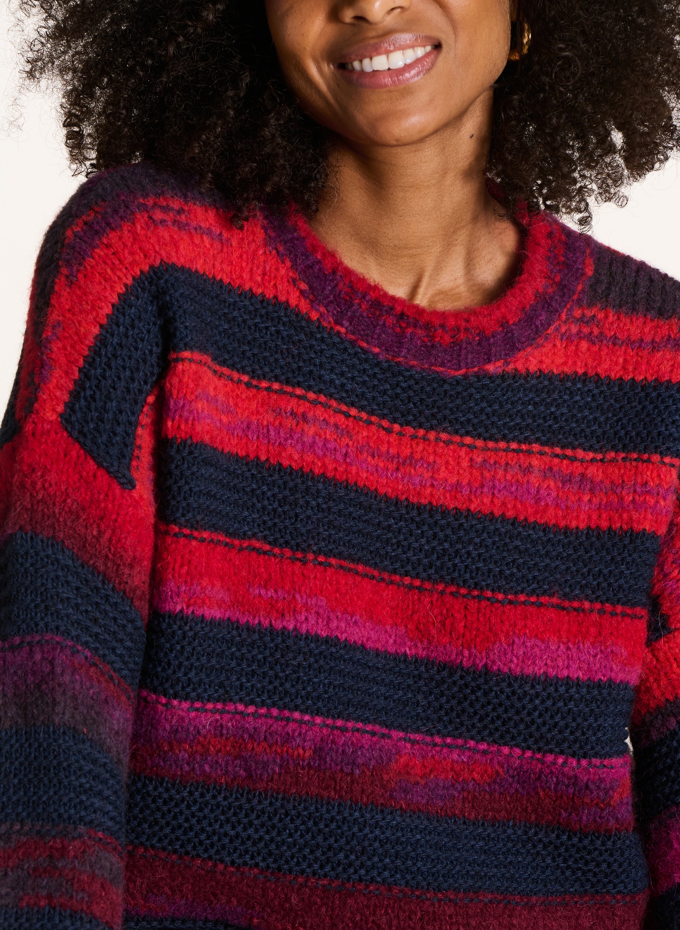 Weit geschnittener Rundhalspullover mit Streifen LA FEE MARABOUTEE Mehrfarbig