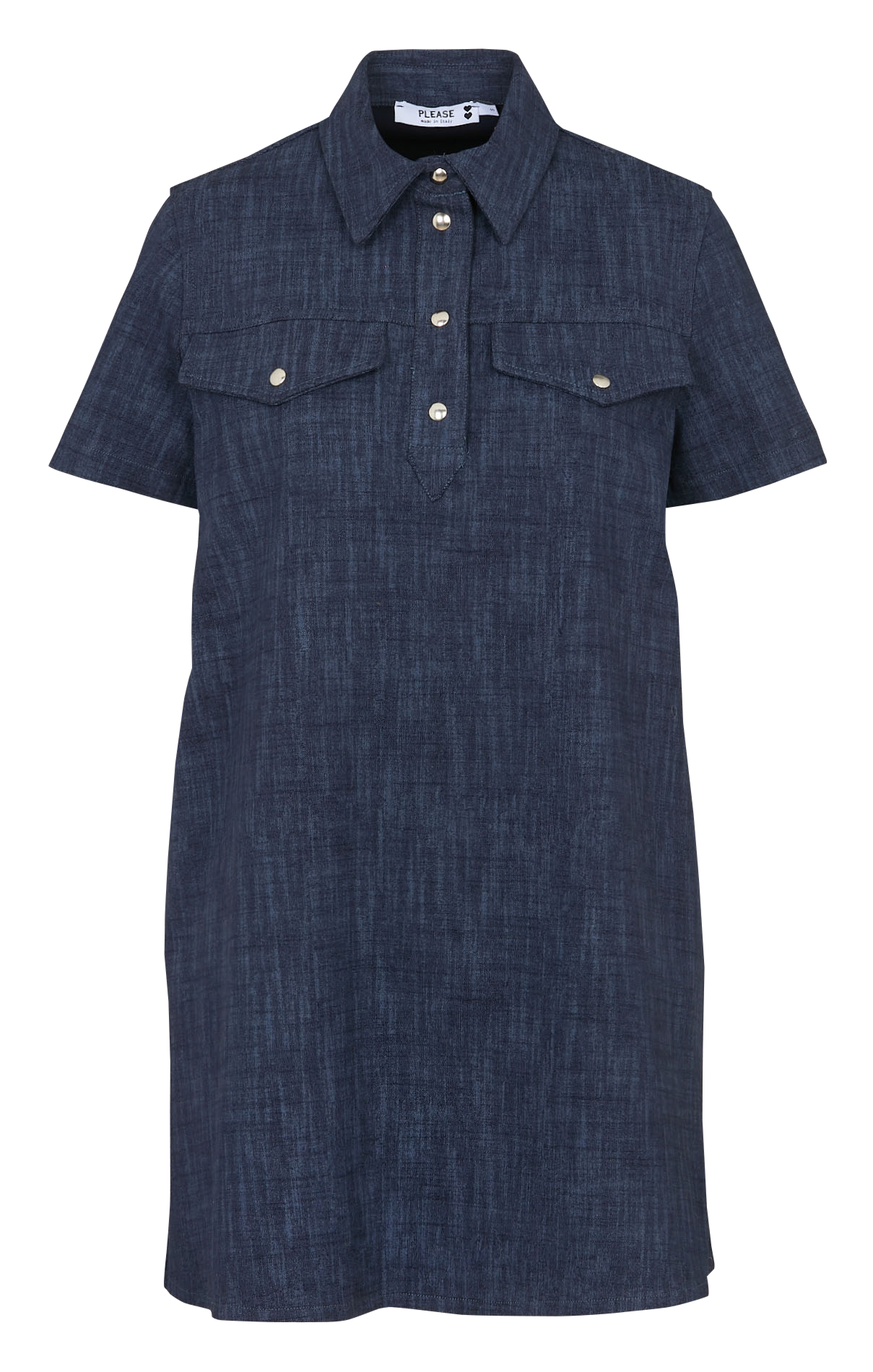 Short A-line denim effect dress PLEASE Blue