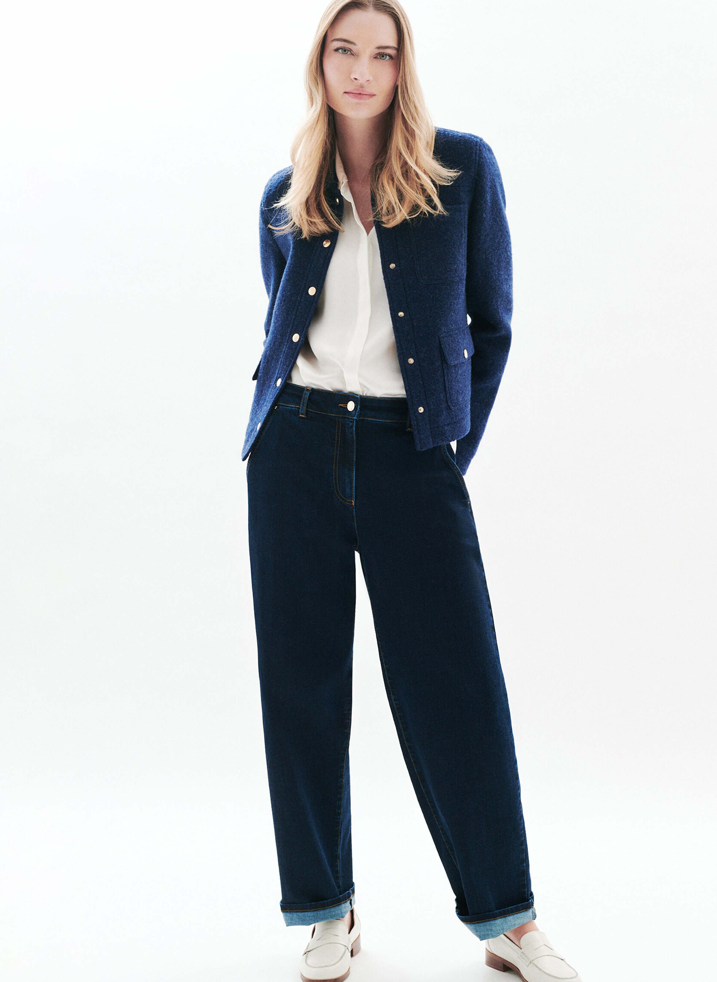 Classic-collar wool jacket  CAROLL Blue