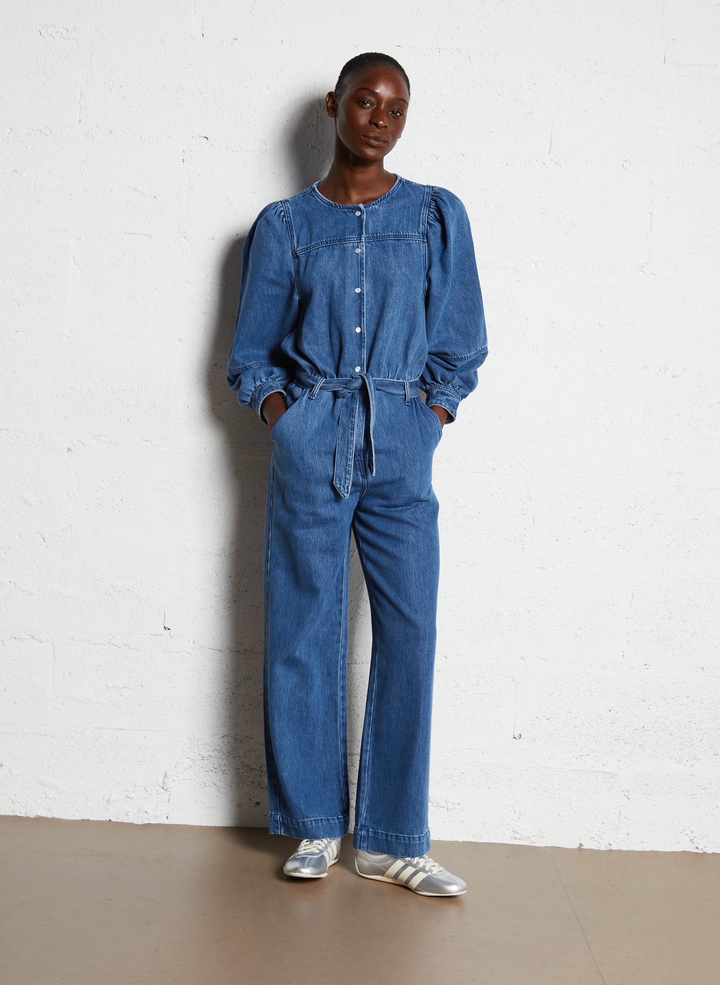 Combinaison droite en coton DES PETITS HAUTS Bleu