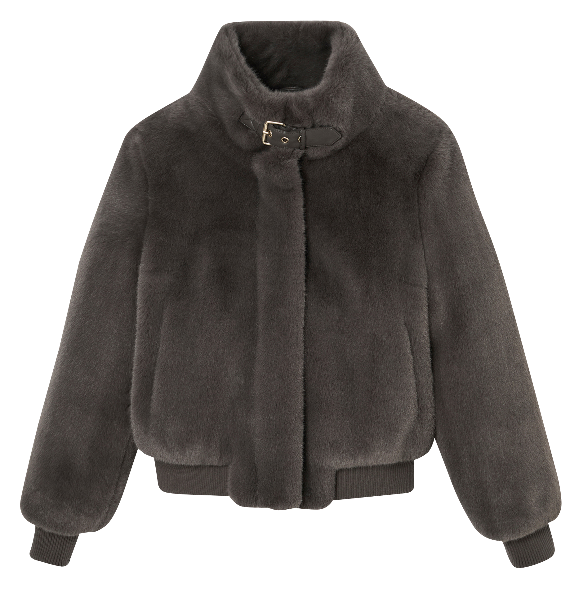 High-neck faux fur jacket ZAPA Grey