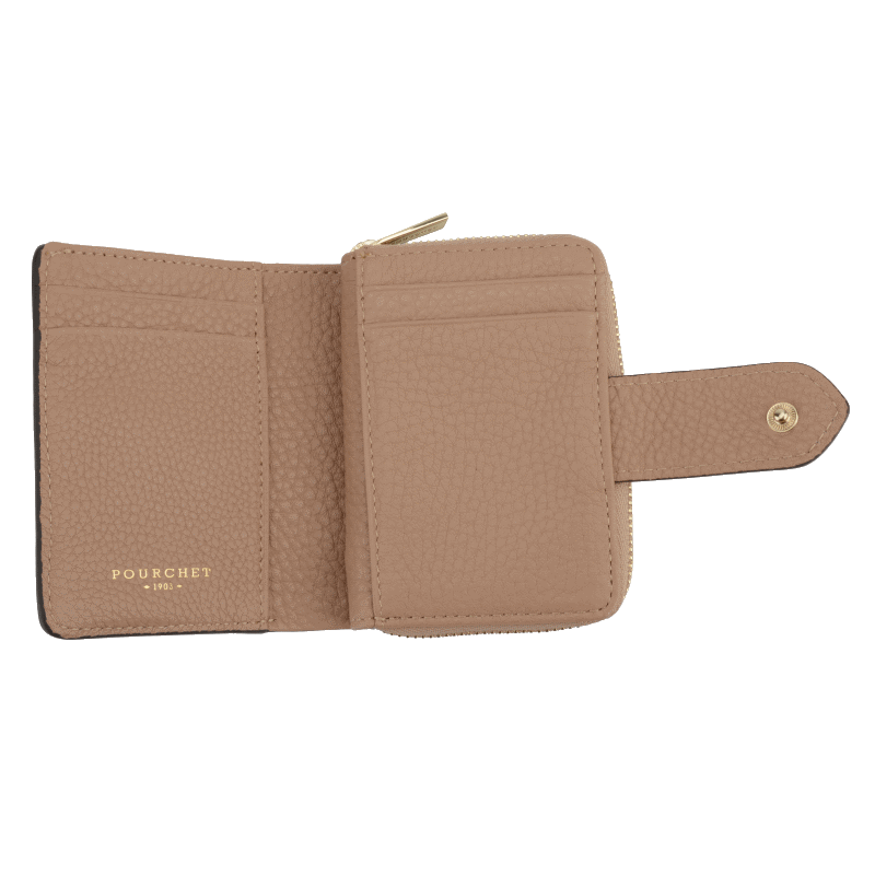 Leather coin purse POURCHET Brown