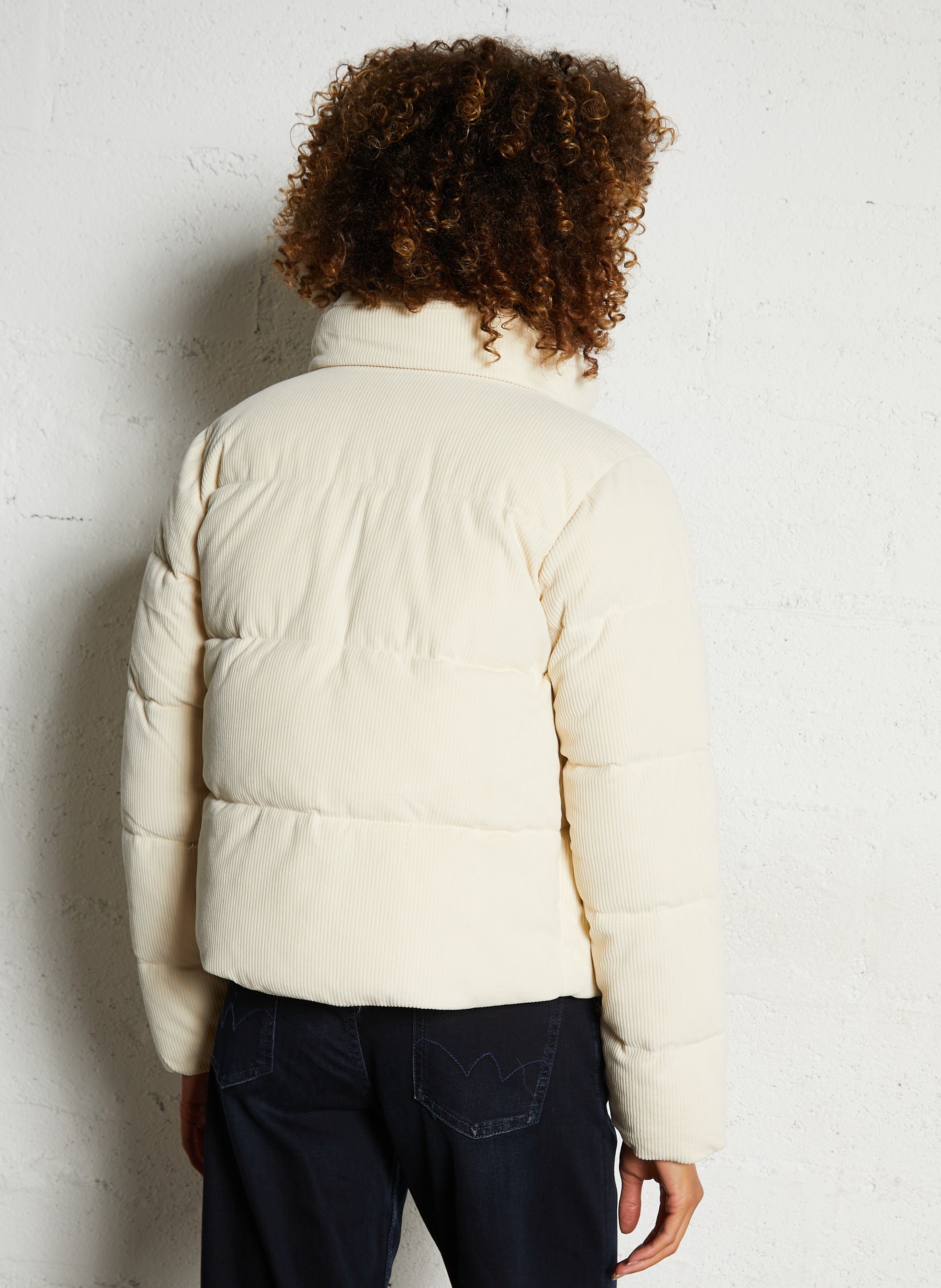 Doudoune courte col montant en velours côtelé SUD EXPRESS Blanc