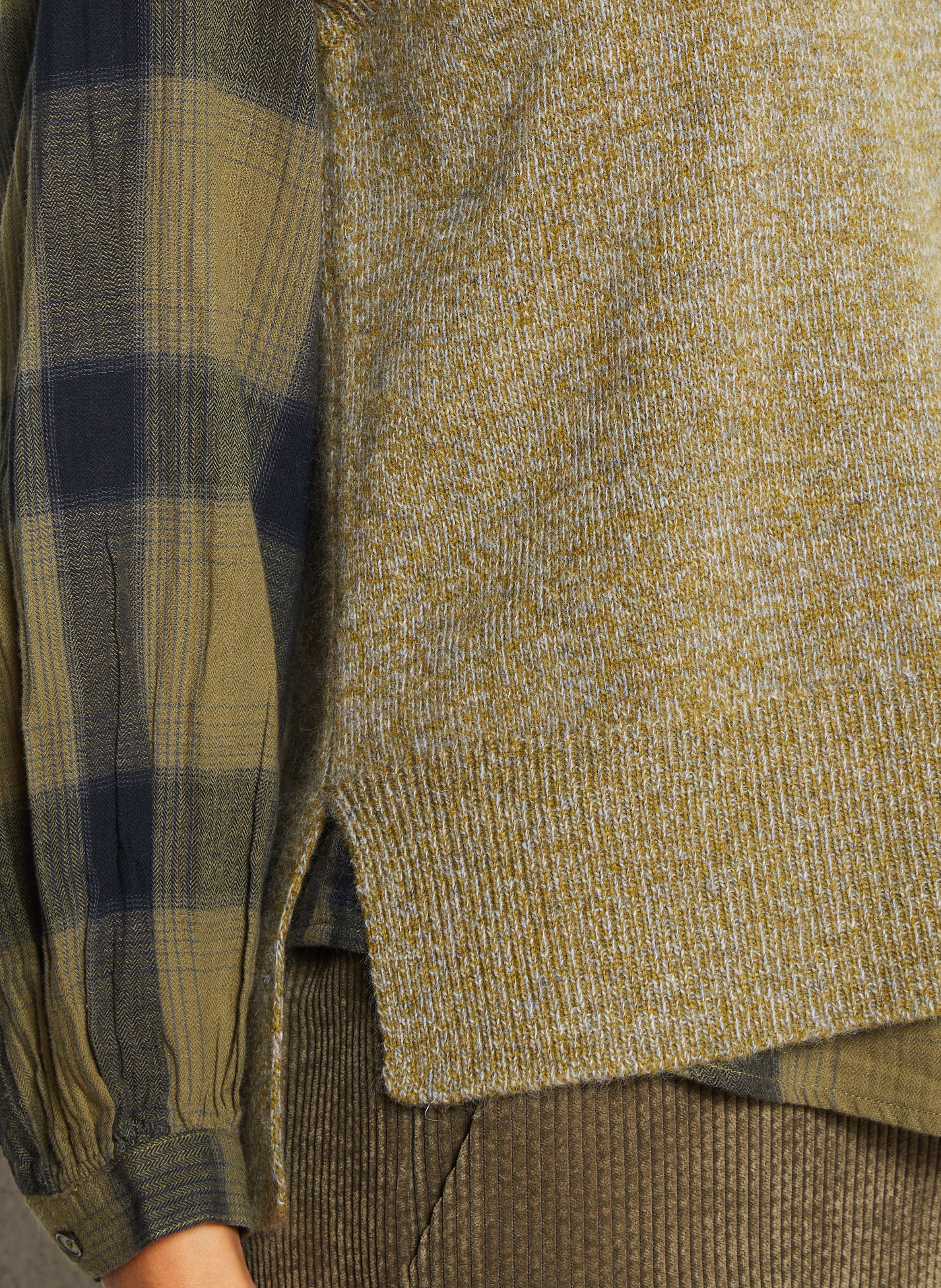 Pull col V sans manches uni en laine MAISON 123 Vert