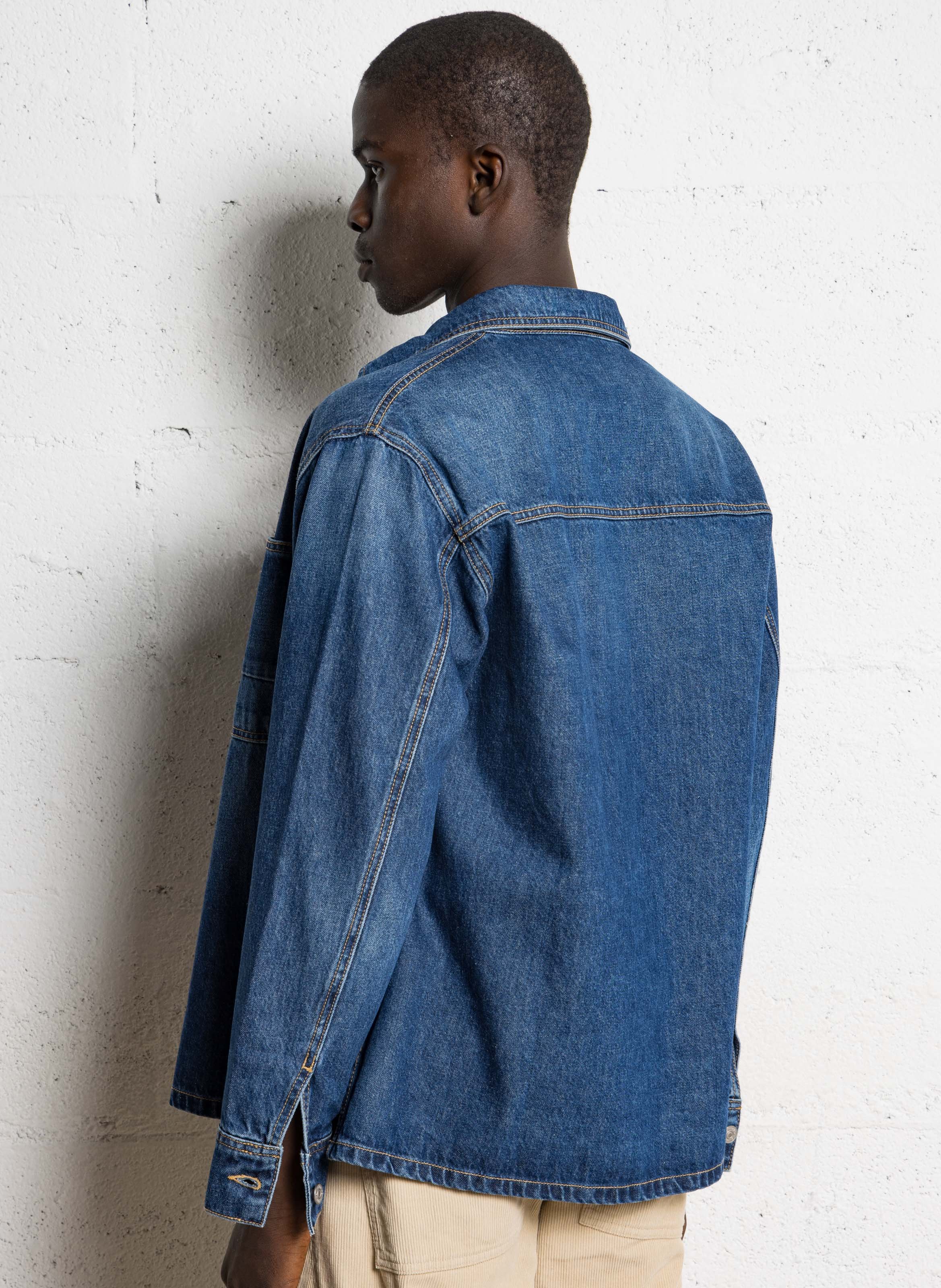 Giacca dritta in jeans di cotone LE TEMPS DES CERISES Blu