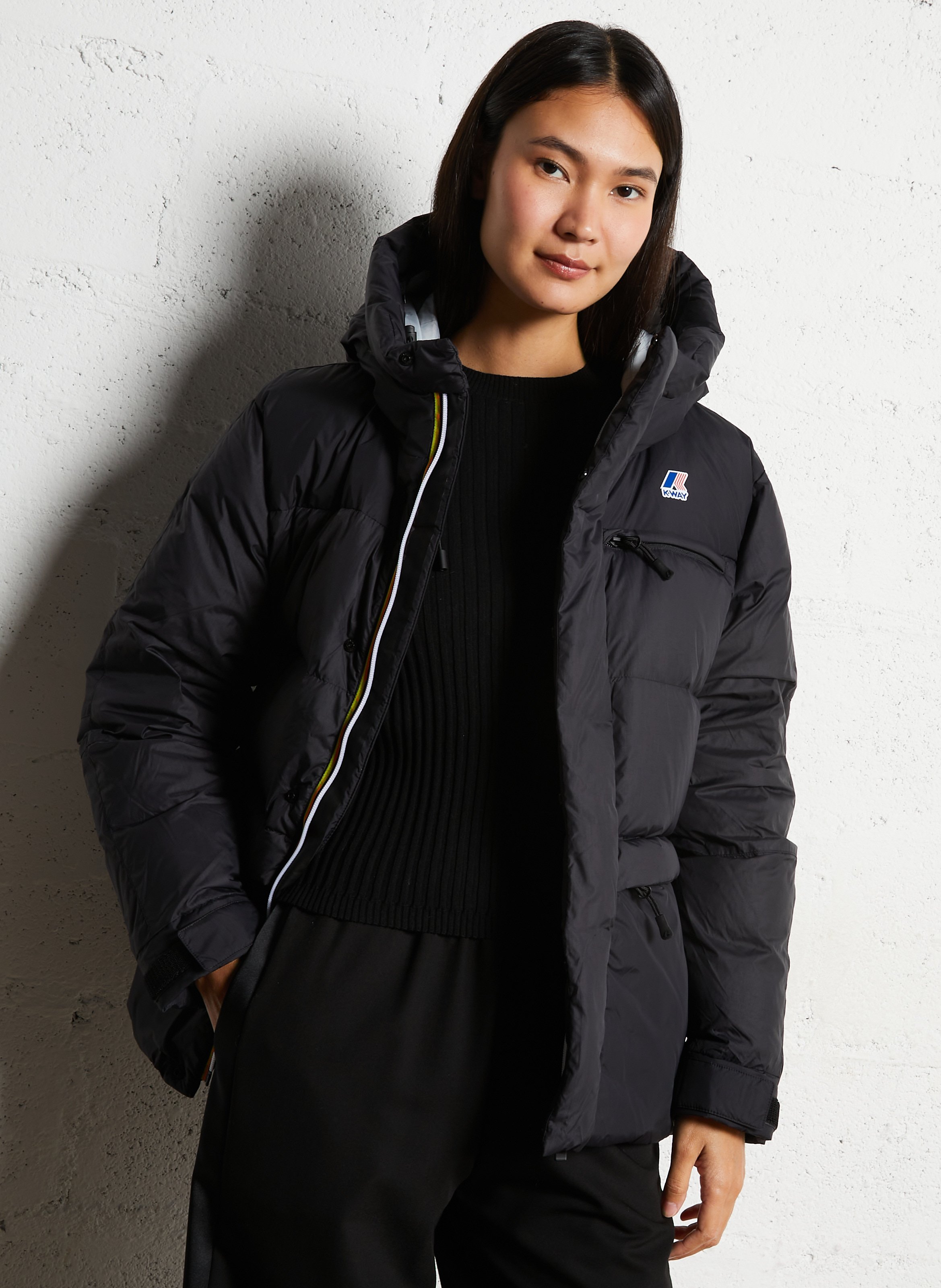 Gesteppte Oversize-Daunenjacke K-WAY Schwarz