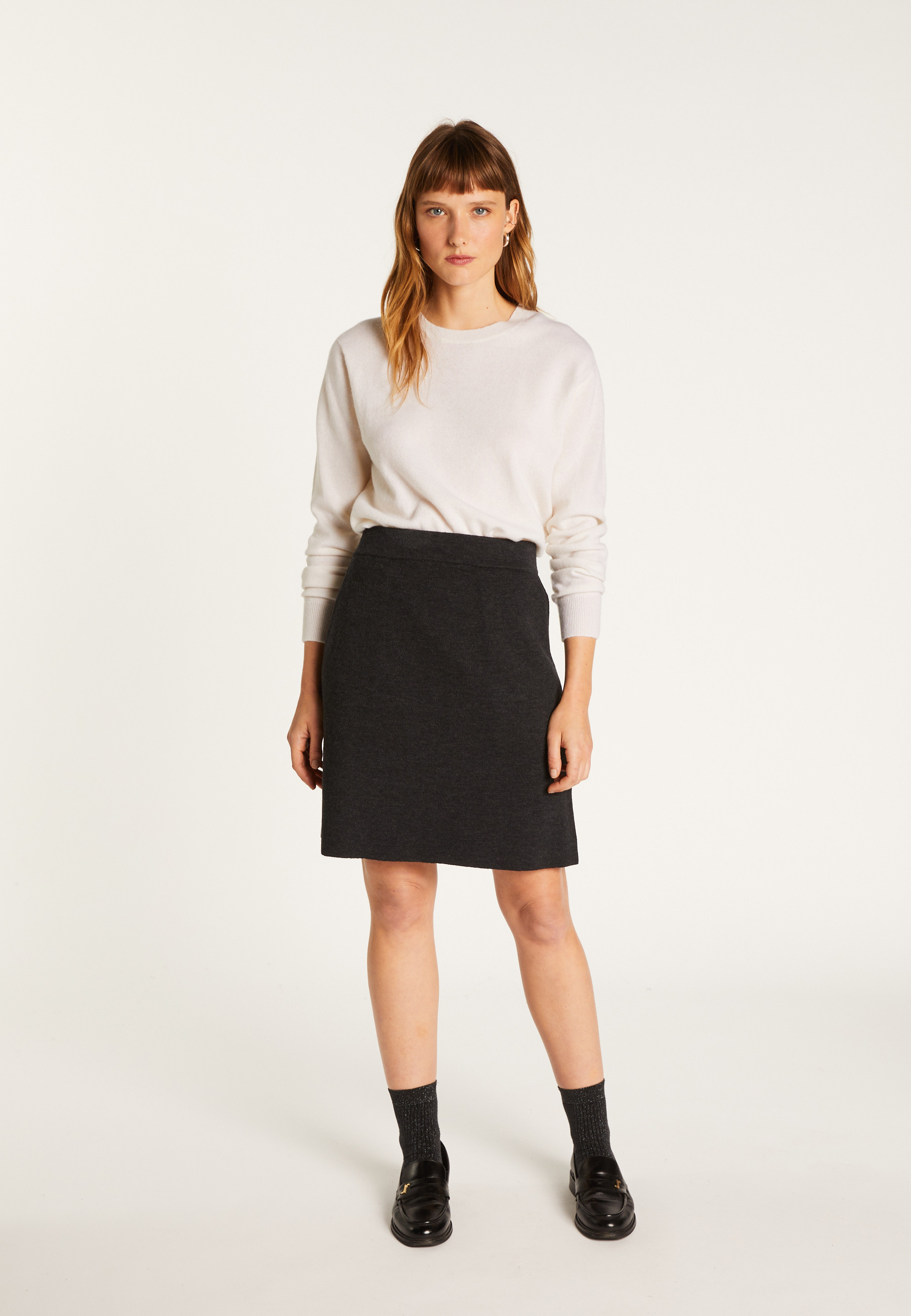 Short merino wool skirt MAISON MONTAGUT Grey